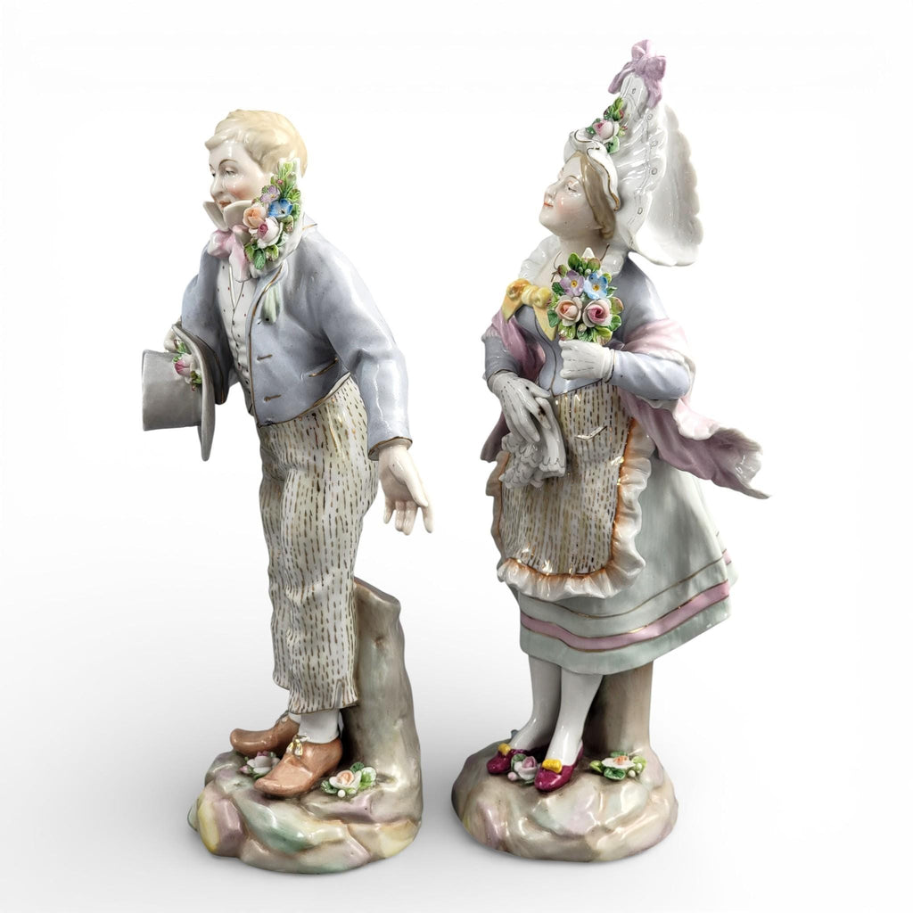 Volkstedt German Porcelain Figure Pair, Galant Scene, Late 19th Century