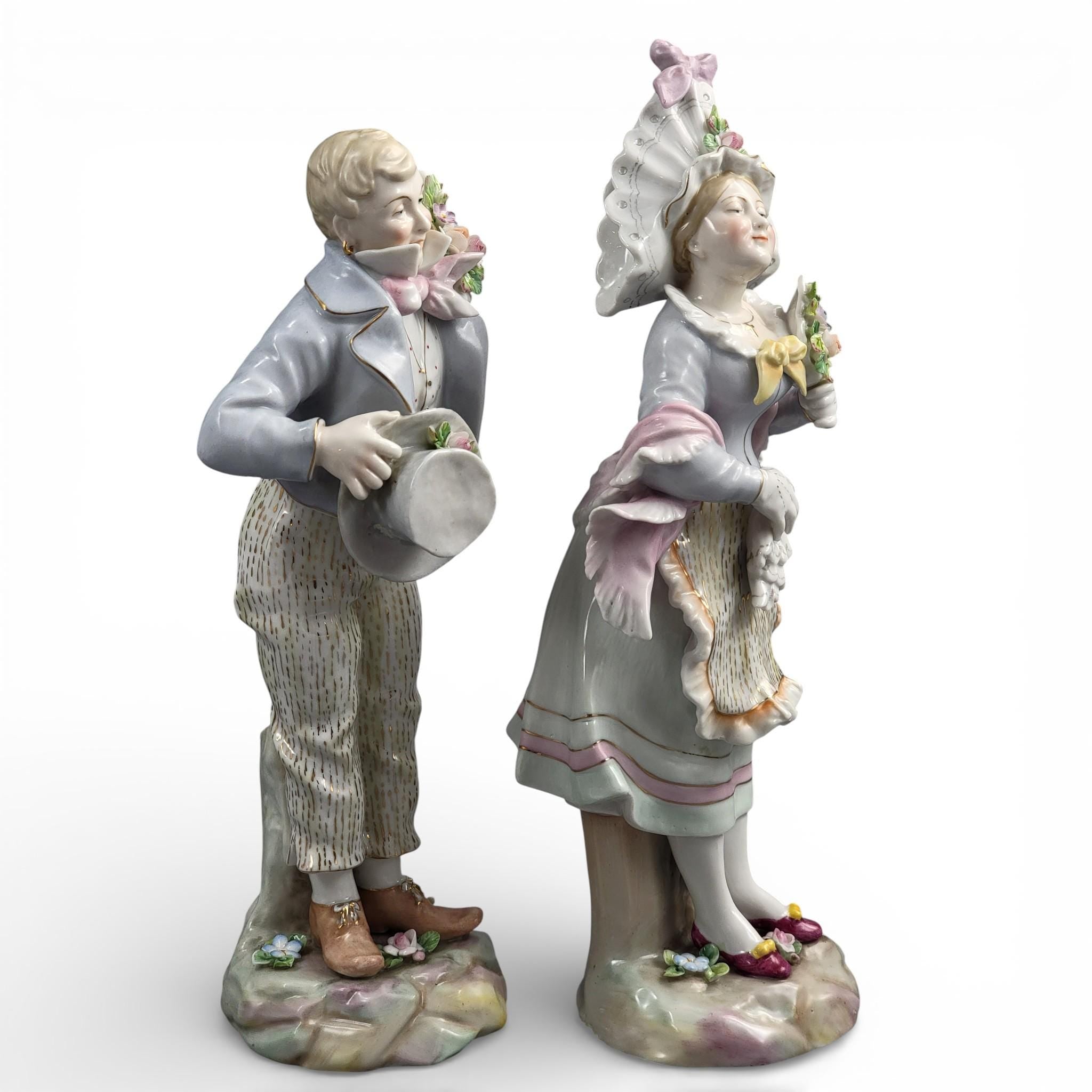 Volkstedt German Porcelain Figure Pair, Galant Scene, Late 19th Century