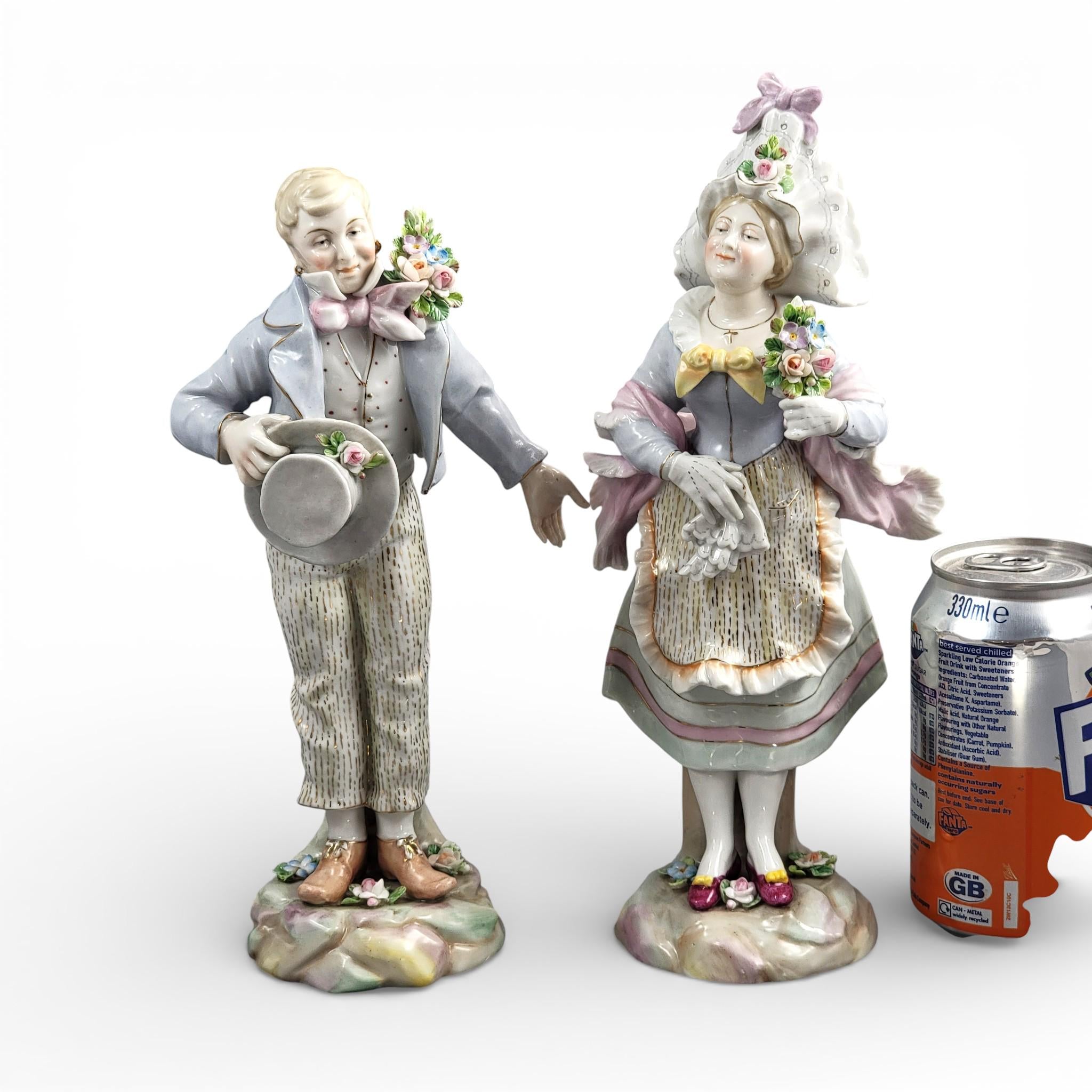 Volkstedt German Porcelain Figure Pair, Galant Scene, Late 19th Century