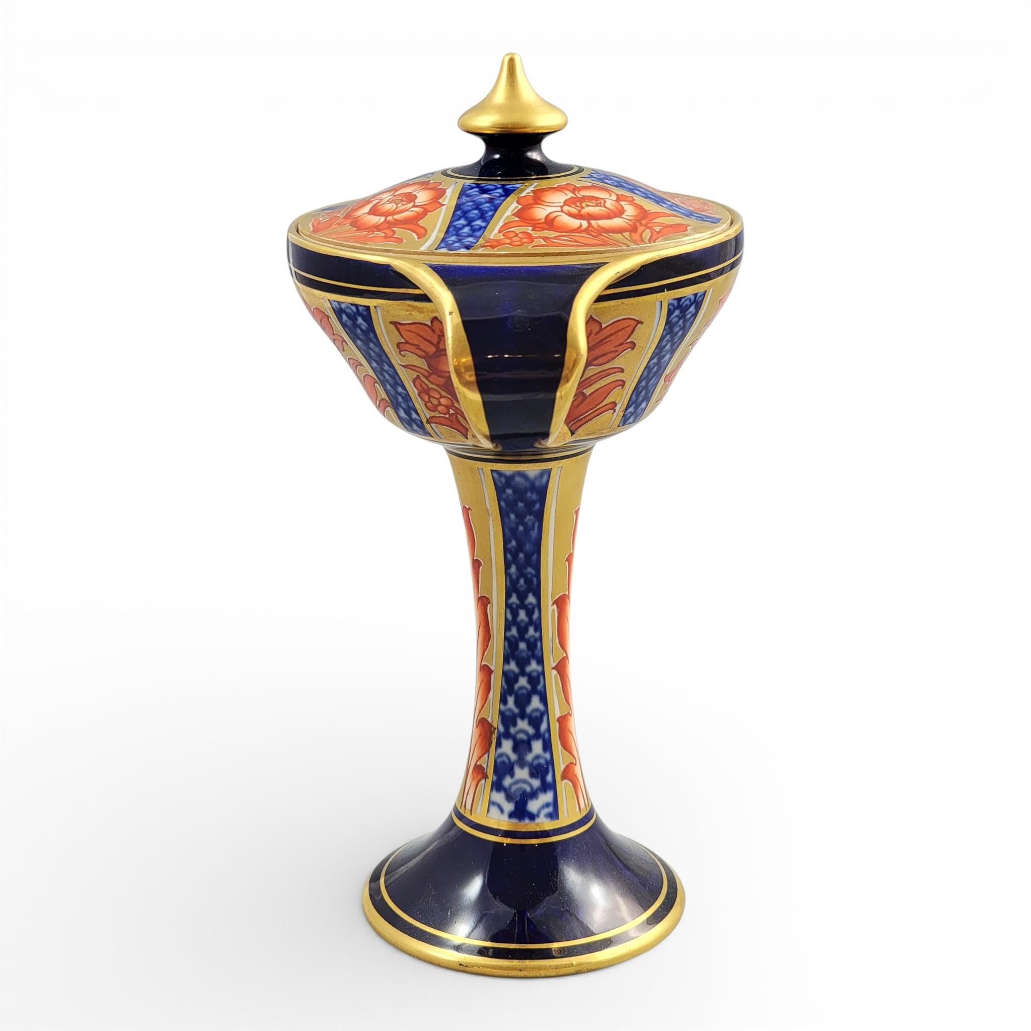 William Moorcroft Aurelian Ware Twin Handled Pedestal Vase, c.1898