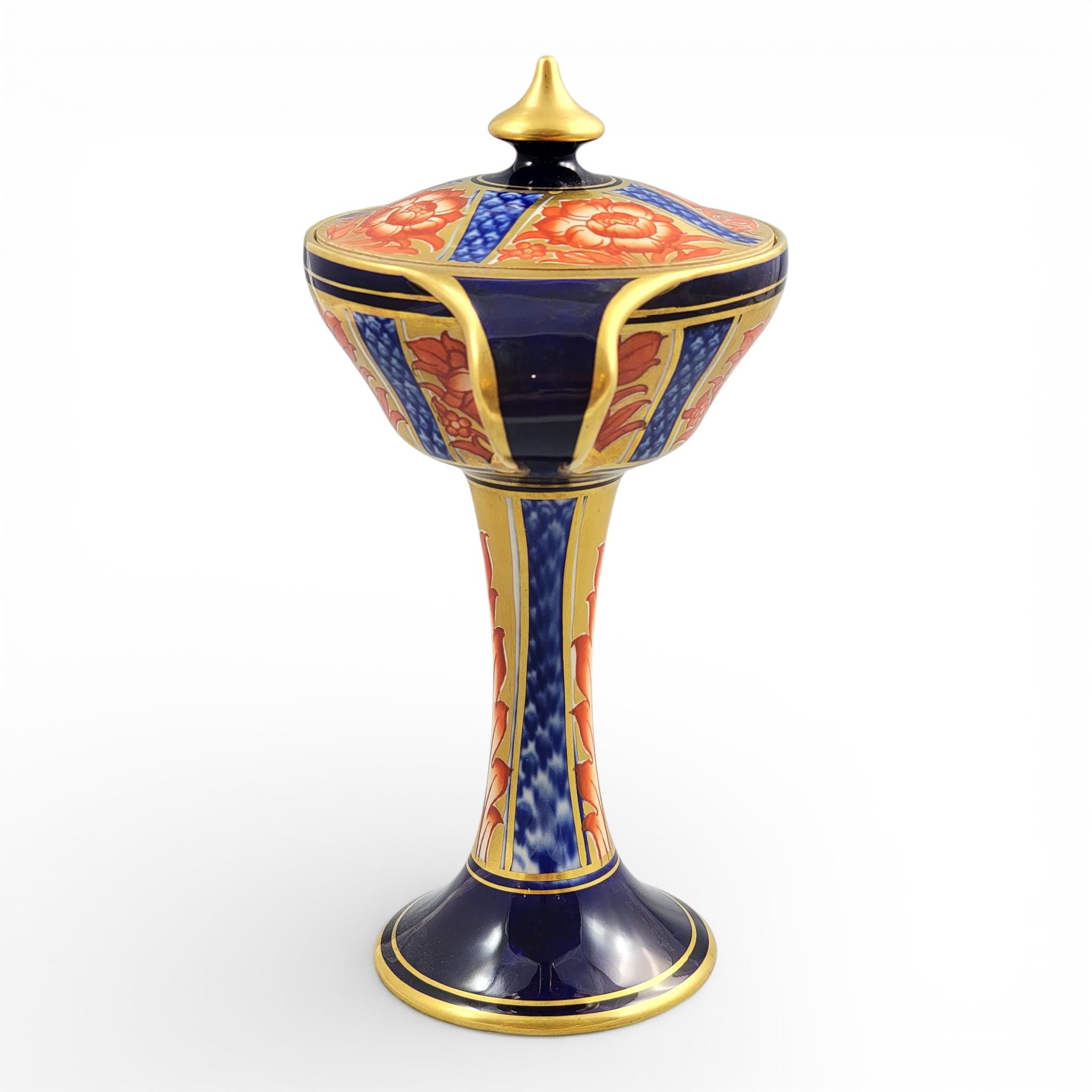 William Moorcroft Aurelian Ware Twin Handled Pedestal Vase, c.1898