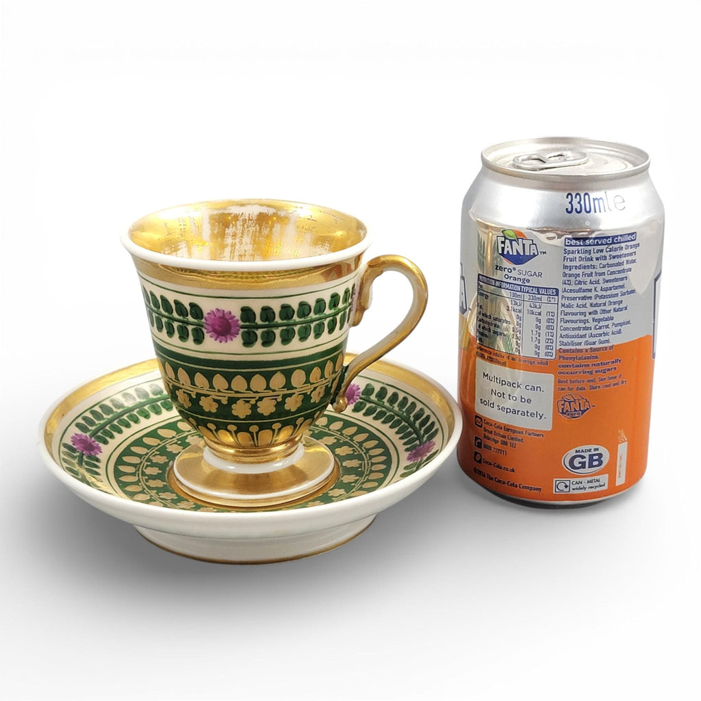Giesshübel Kysibl Empire Porcelain Cup and Saucer, Bohemia, c.1820