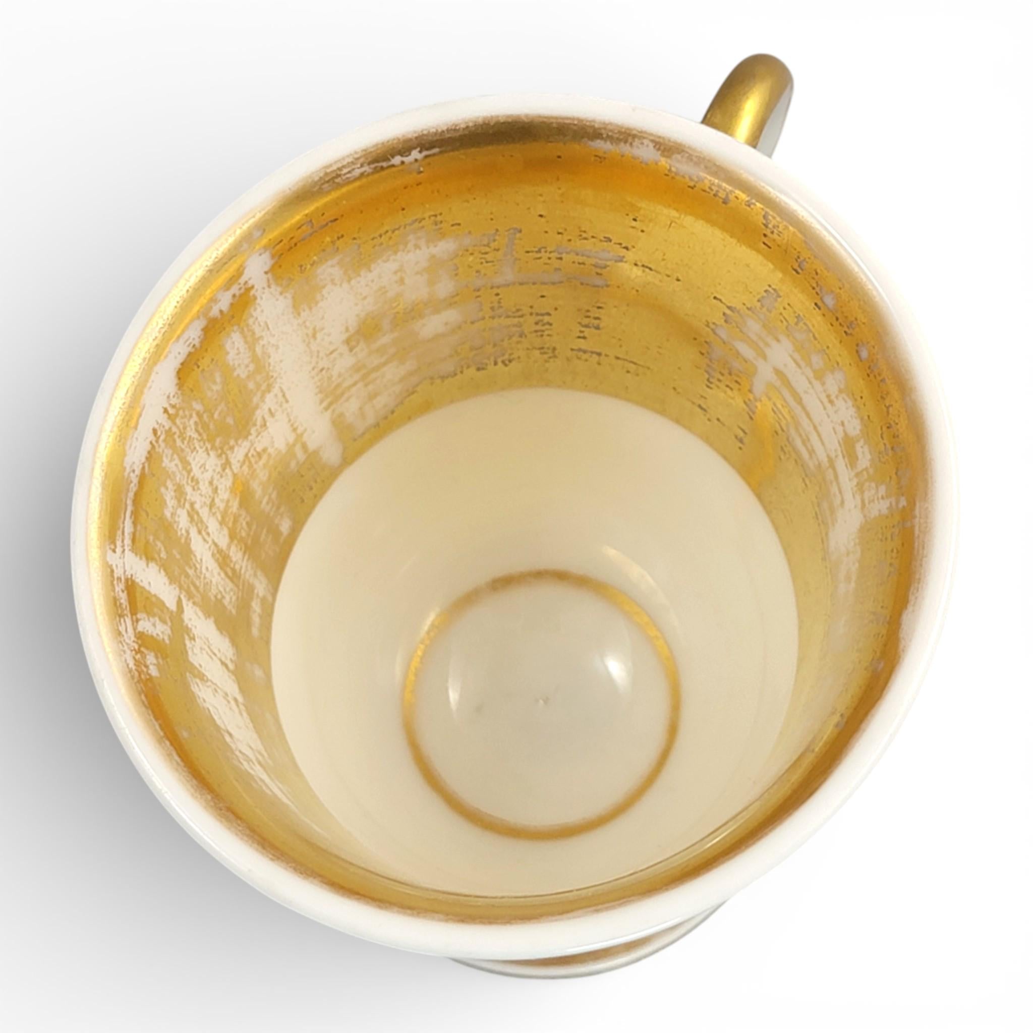 Giesshübel Kysibl Empire Porcelain Cup and Saucer, Bohemia, c.1820