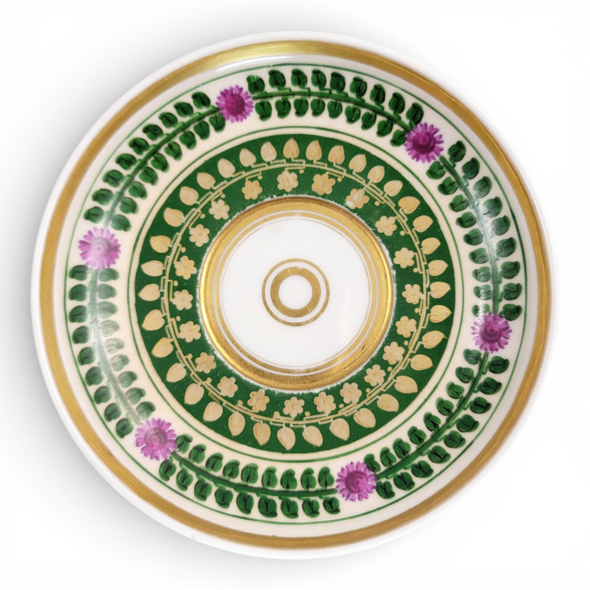 Giesshübel Kysibl Empire Porcelain Cup and Saucer, Bohemia, c.1820