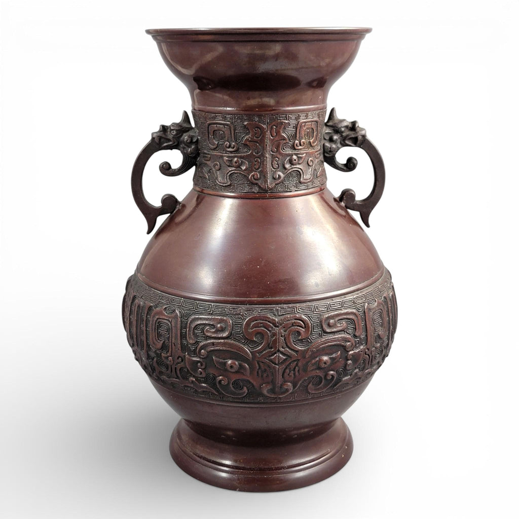 Japanese Archaistic Bronze Hu Vase, Takaoka Circle, Meiji–Taishō Period