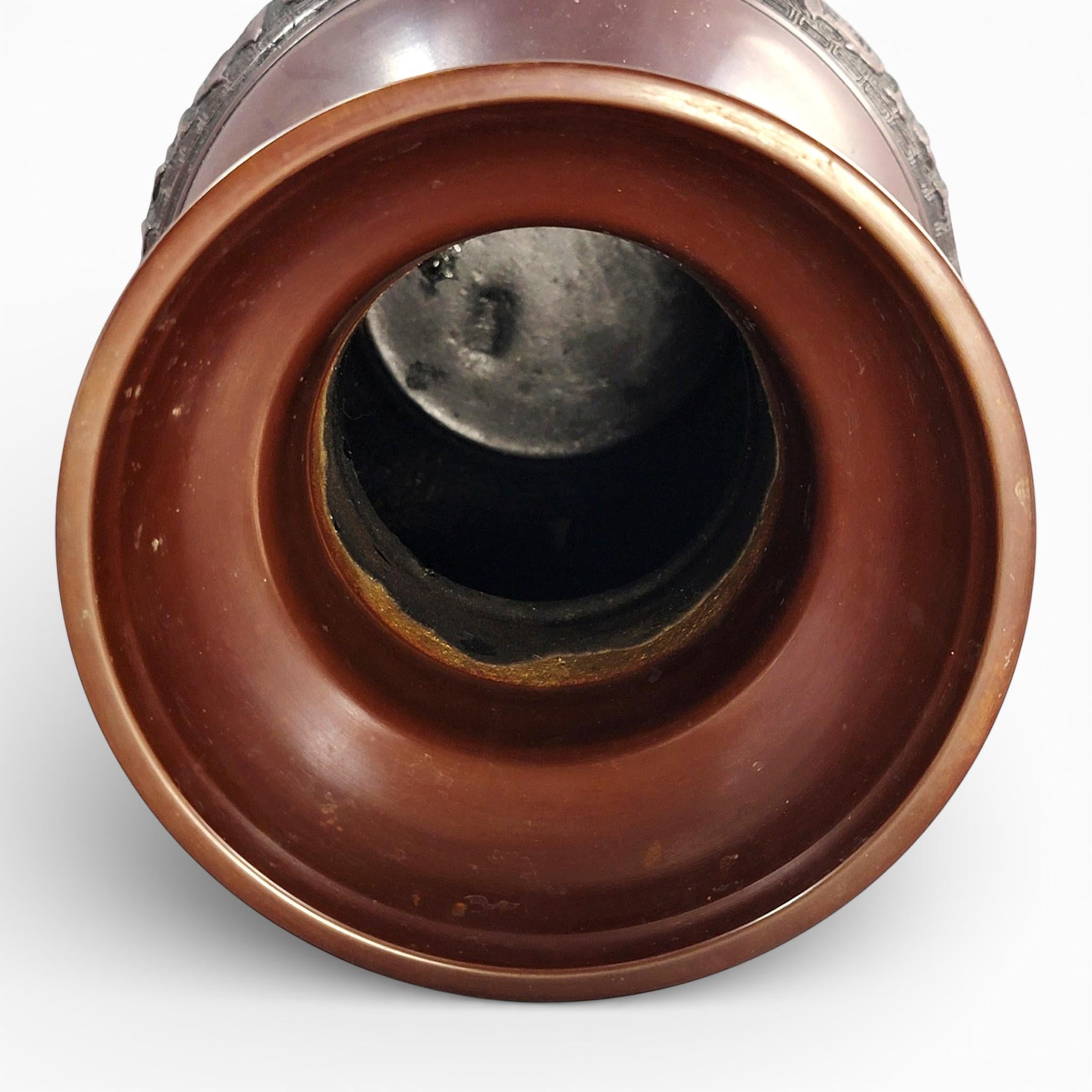 Japanese Archaistic Bronze Hu Vase, Takaoka Circle, Meiji–Taishō Period