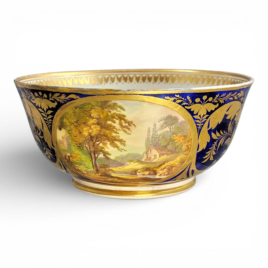 Derby Porcelain Cabinet Bowl with Titled Landscapes, Late Georgian, c.1795–1810