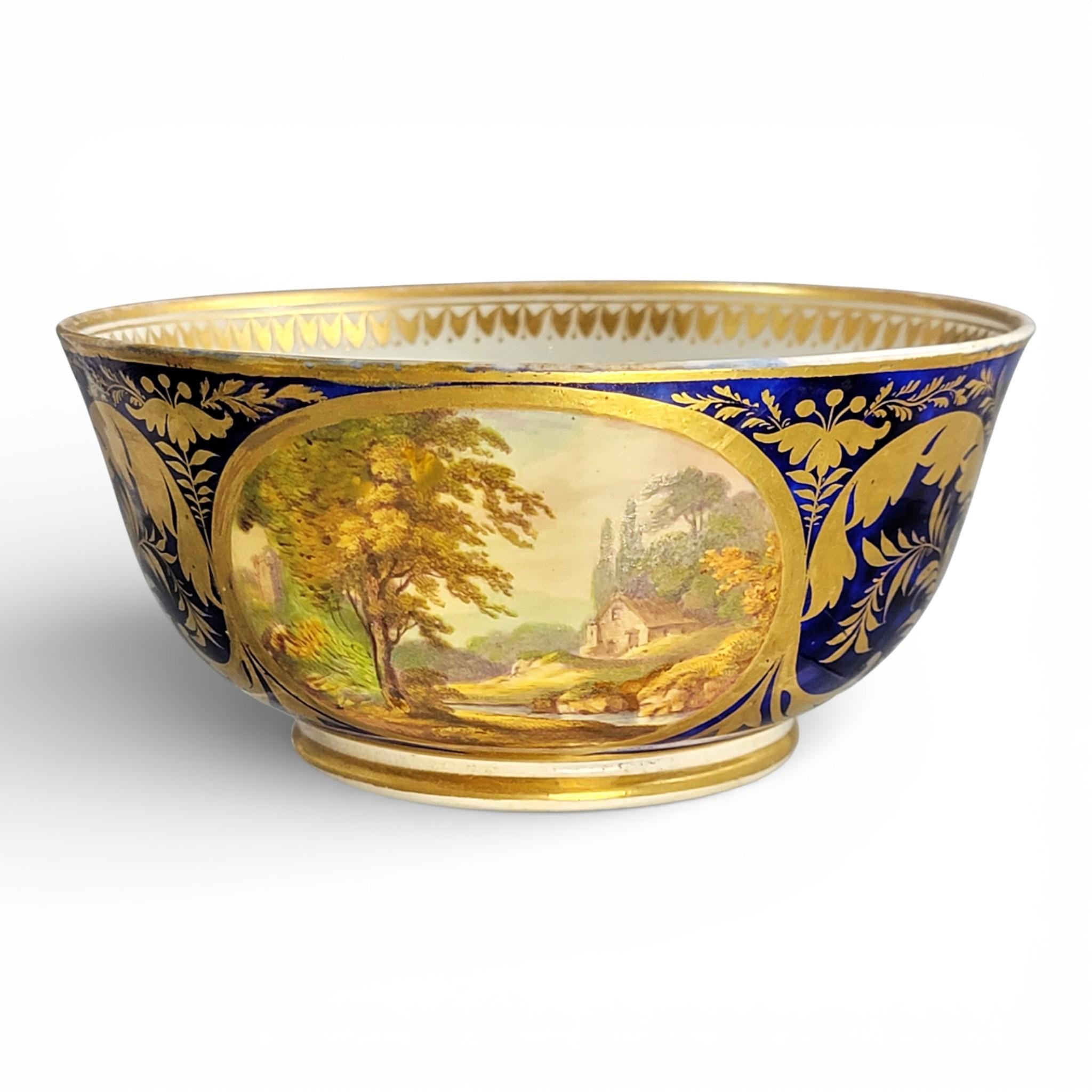 Derby Porcelain Cabinet Bowl with Titled Landscapes, Late Georgian, c.1795–1810