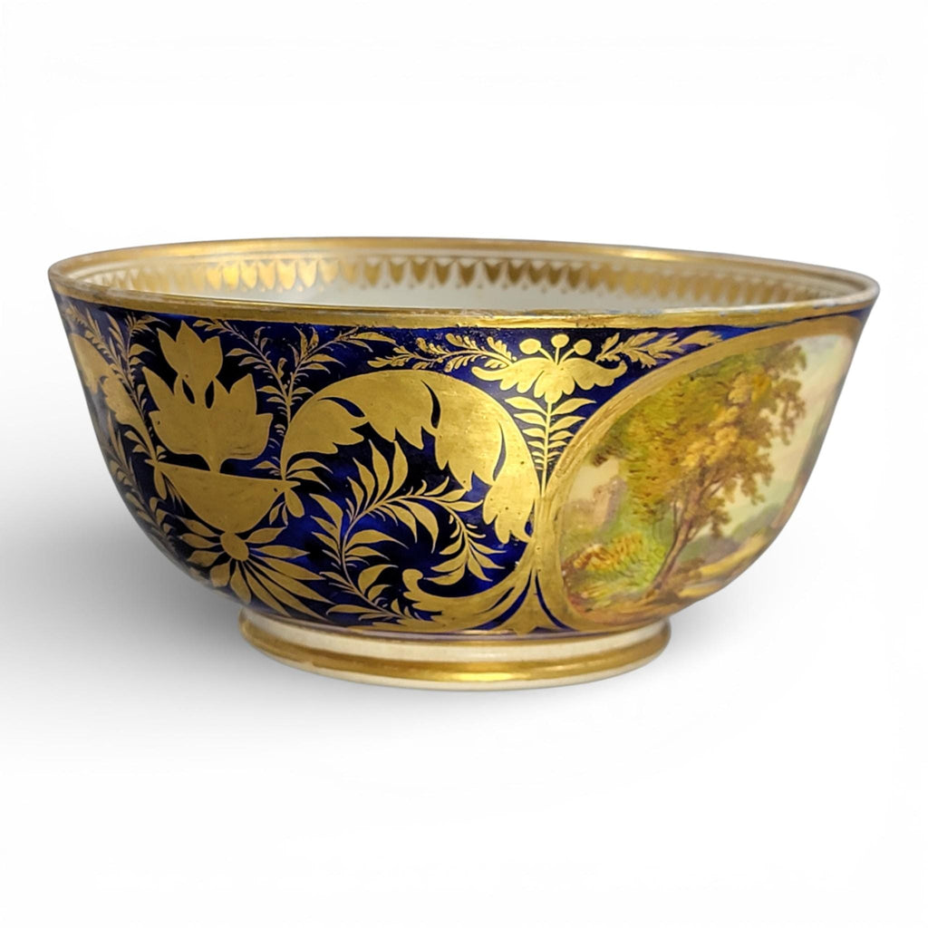 Derby Porcelain Cabinet Bowl with Titled Landscapes, Late Georgian, c.1795–1810
