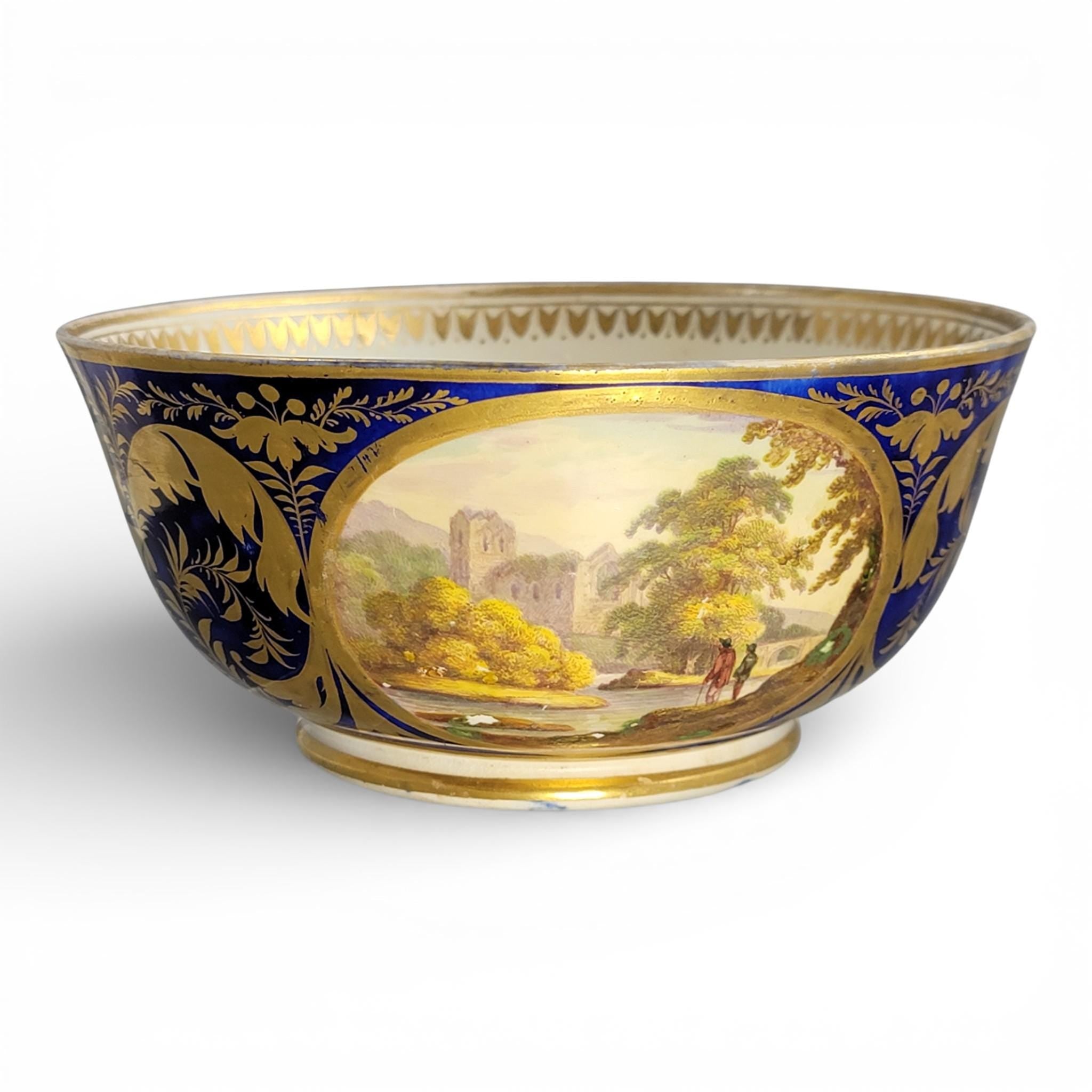 Derby Porcelain Cabinet Bowl with Titled Landscapes, Late Georgian, c.1795–1810