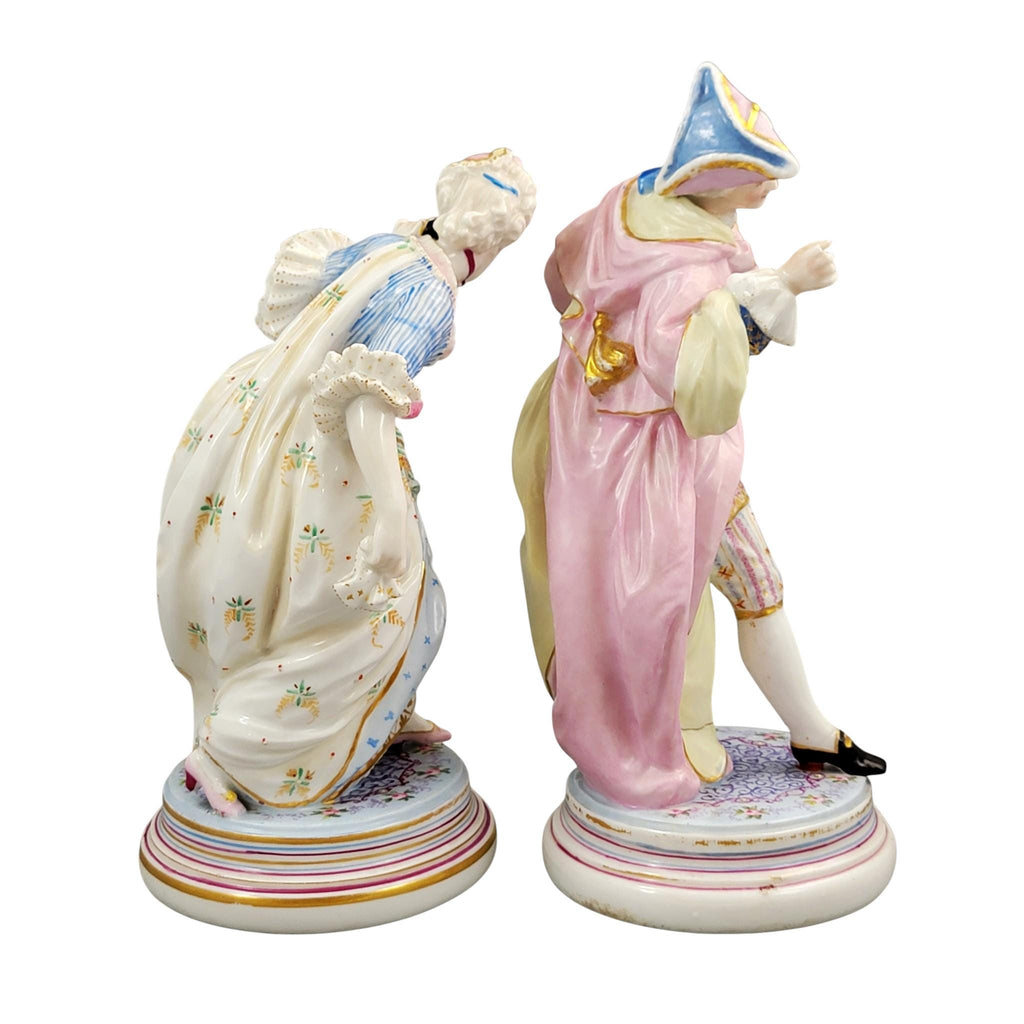 French Paris Porcelain Masquerade Figures, Gallant and Lady, Style of Vion & Baury, c. 1860