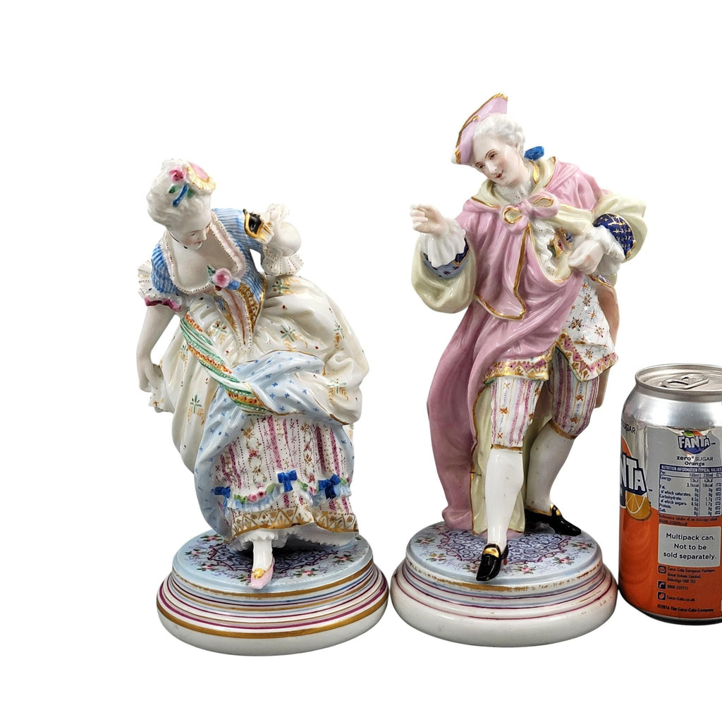 French Paris Porcelain Masquerade Figures, Gallant and Lady, Style of Vion & Baury, c. 1860