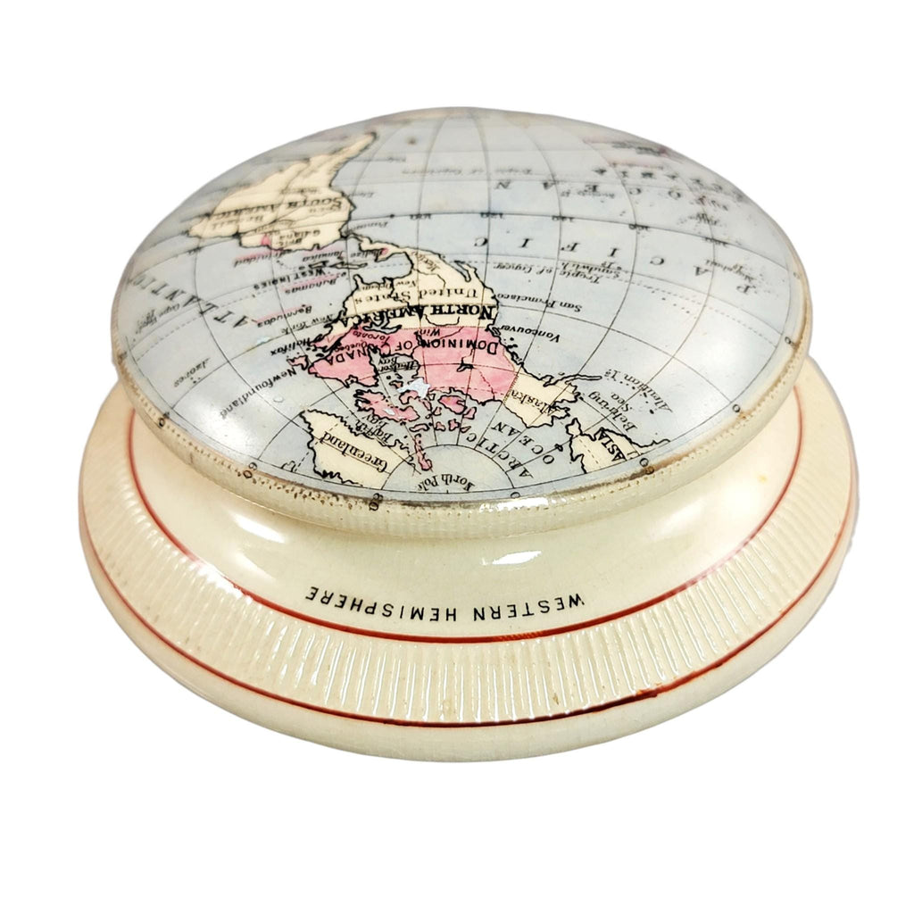 Victorian Macintyre Western Hemisphere Map Paperweight, Bartholomew, 1889
