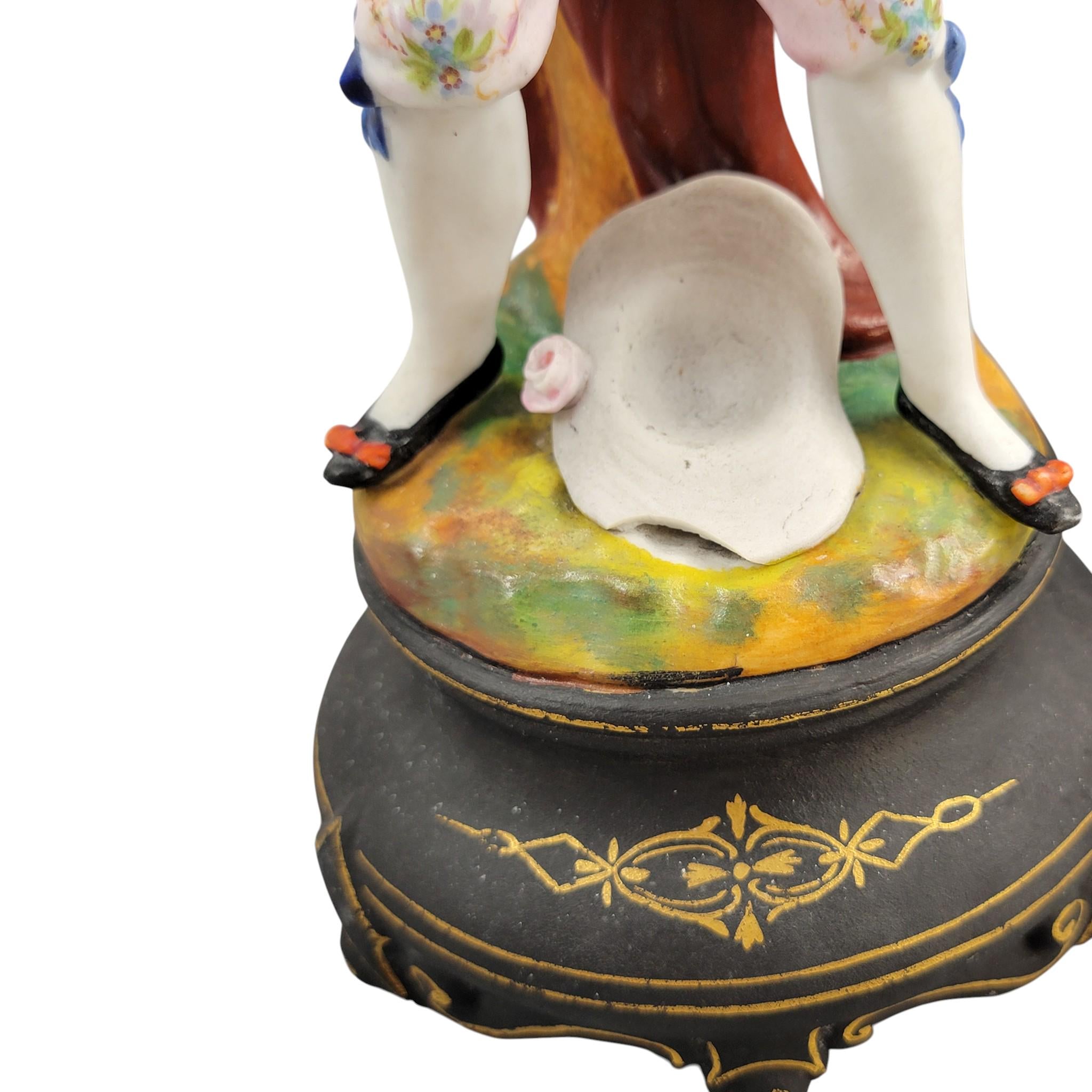 Letu & Mauger French Porcelain Figure Pair, Bisque-Like Finish, Paris c.1860