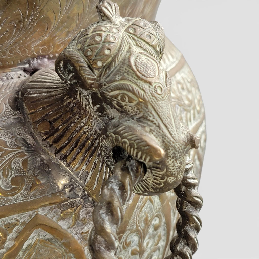 Large Indian Raj Period Hand-Engraved Brass Jardinière, c.1870–1890