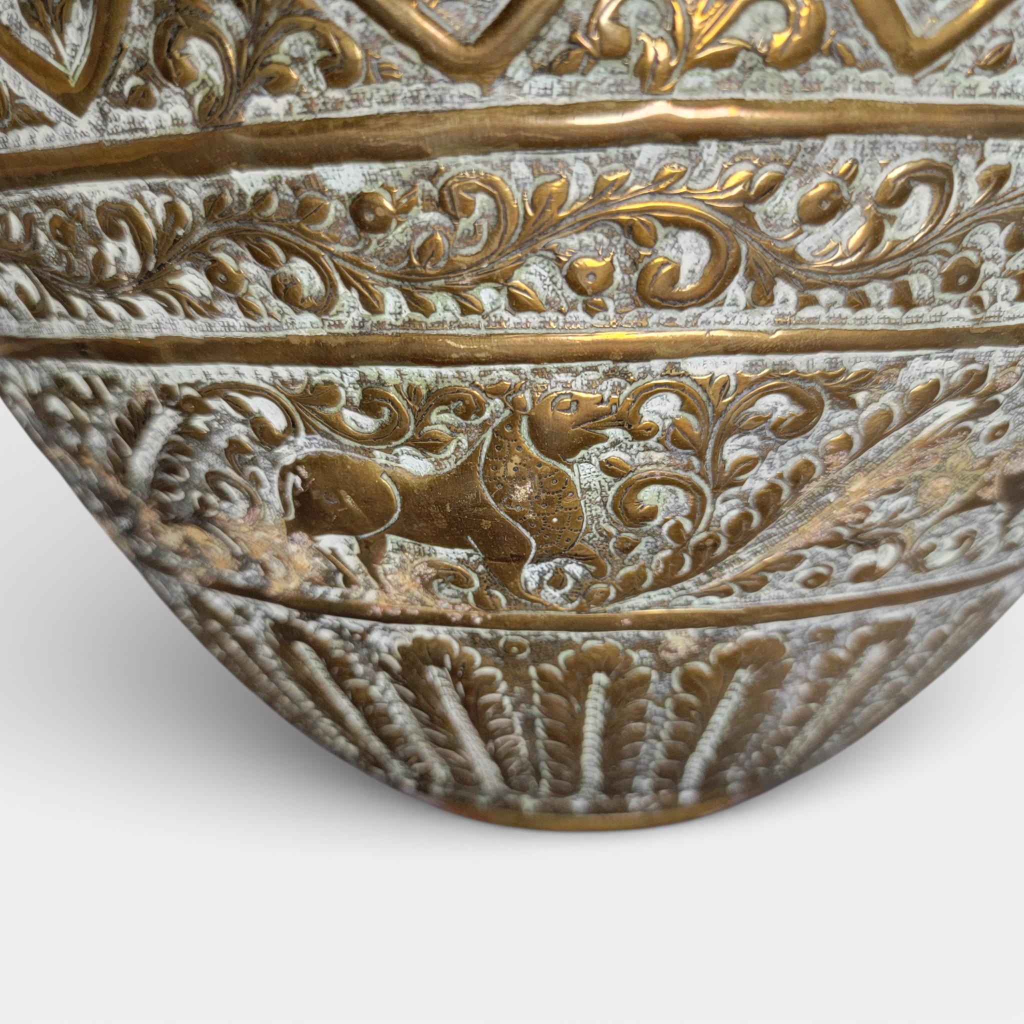 Large Indian Raj Period Hand-Engraved Brass Jardinière, c.1870–1890