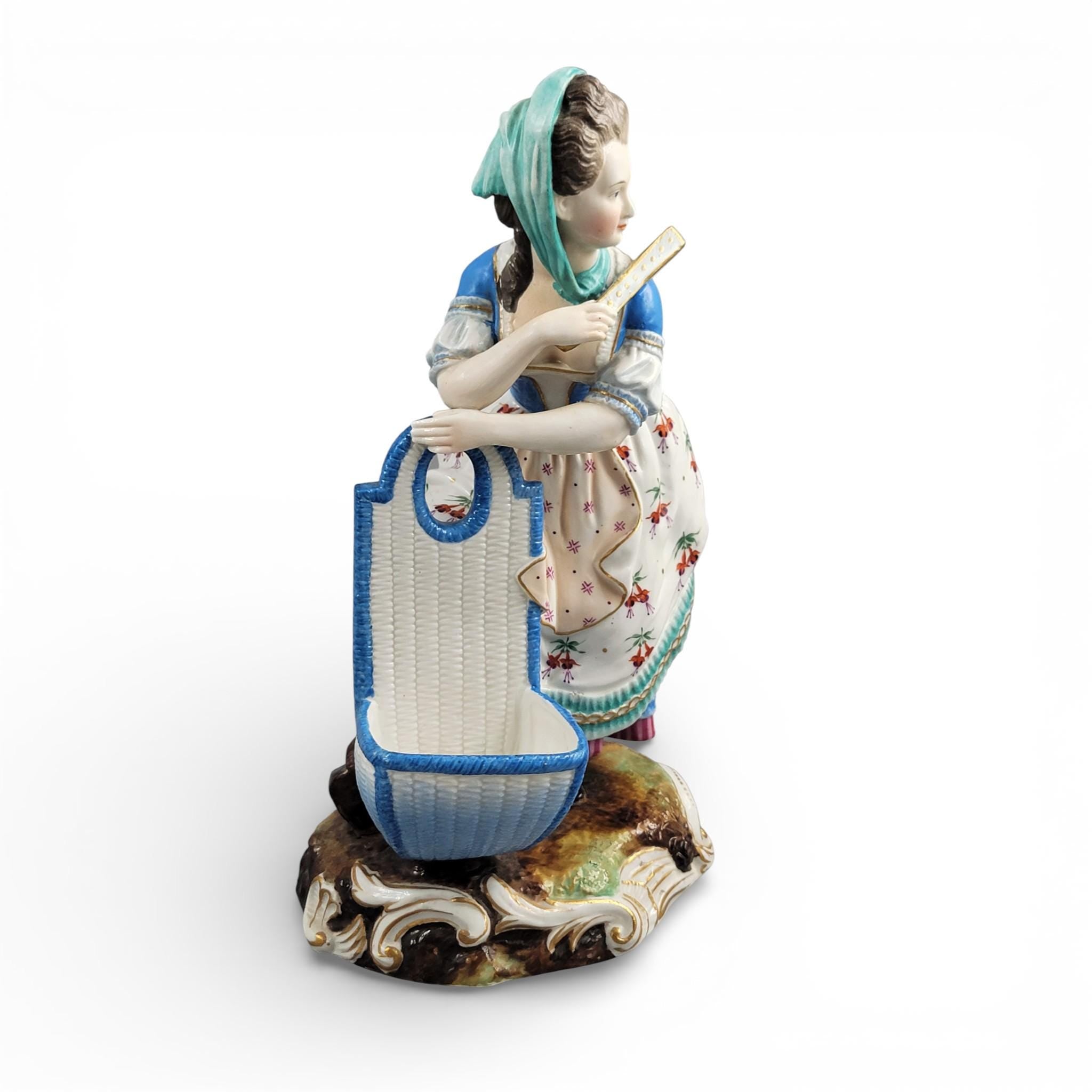 Large Limbach Porcelain Woman with Basket, Thuringia, c.1825