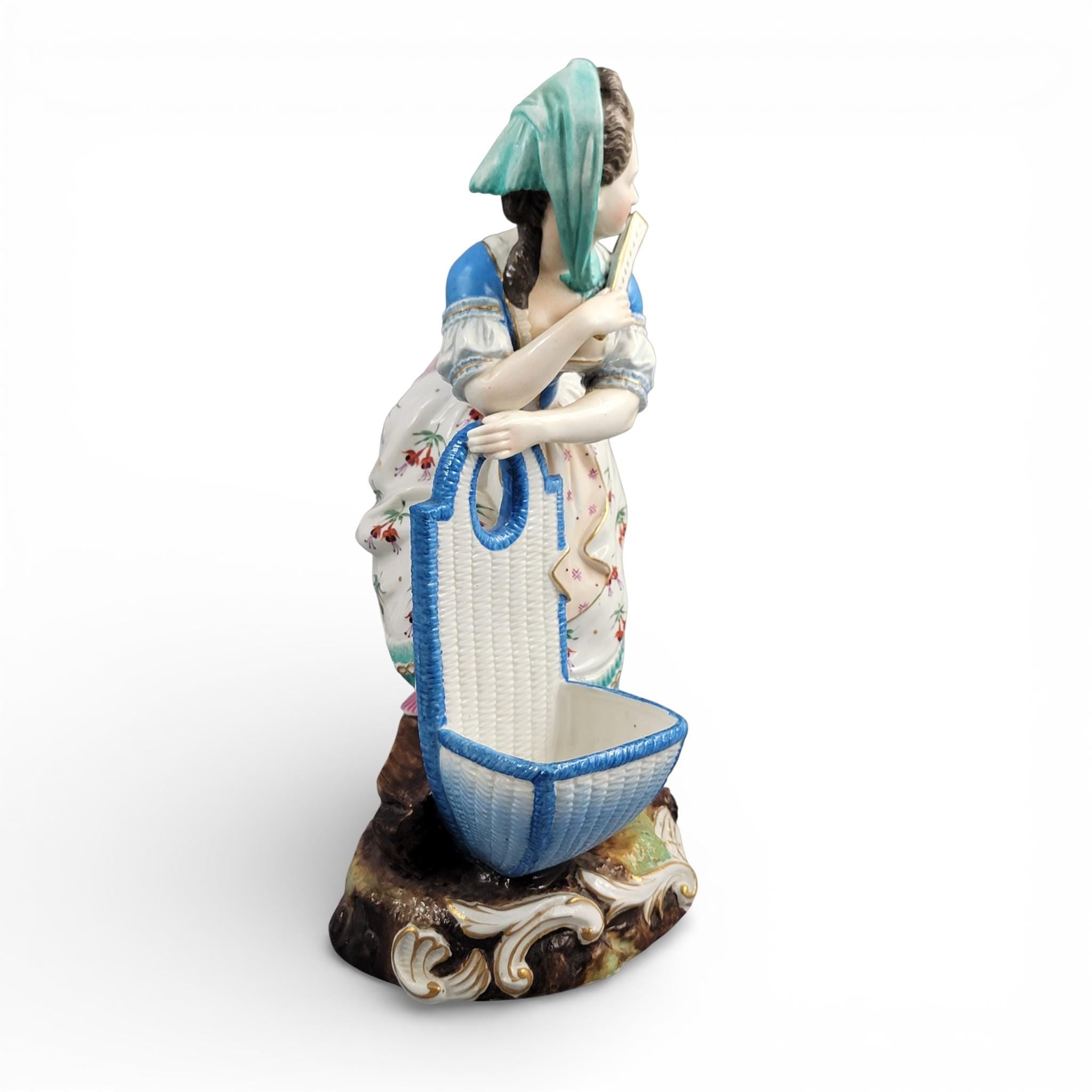 Large Limbach Porcelain Woman with Basket, Thuringia, c.1825