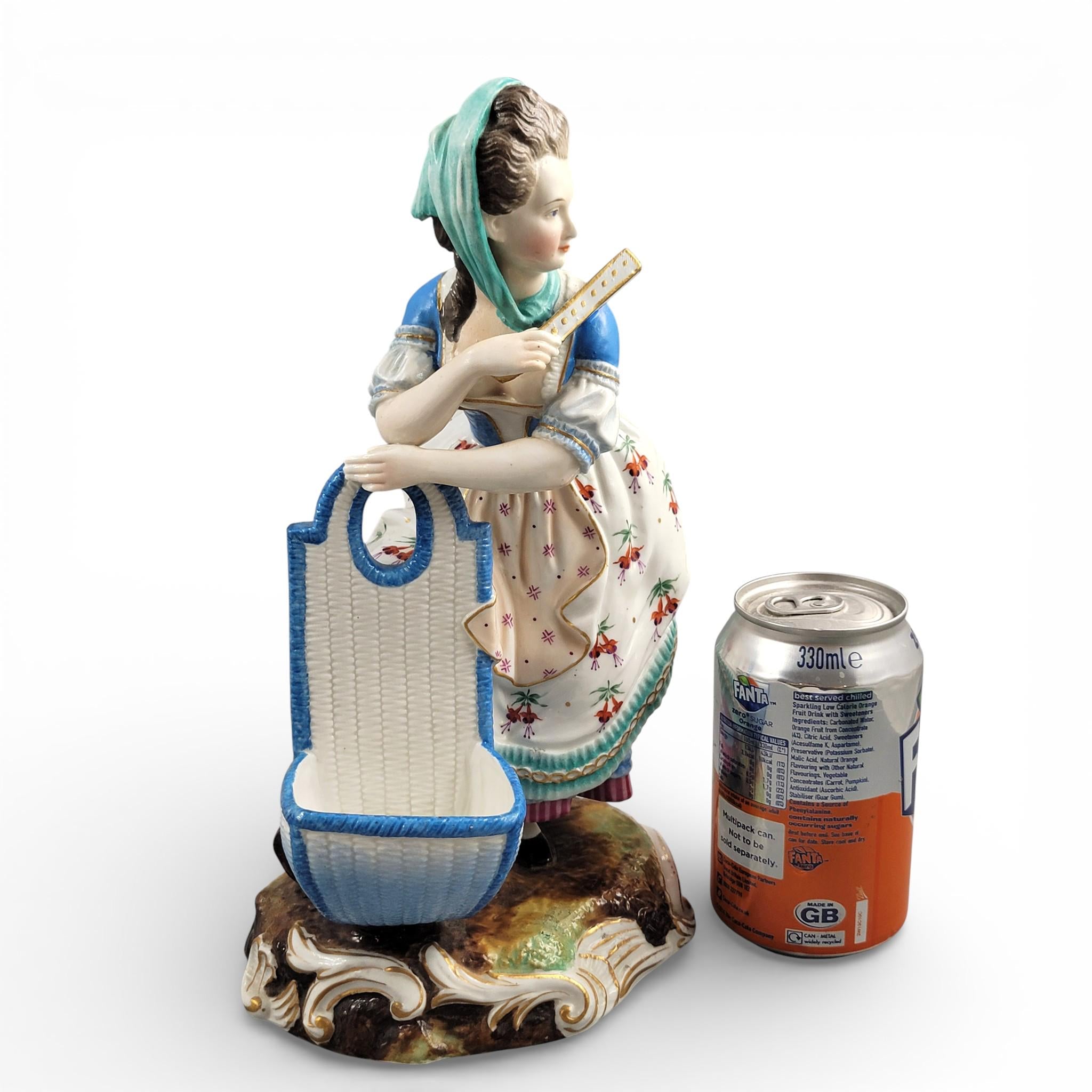 Large Limbach Porcelain Woman with Basket, Thuringia, c.1825
