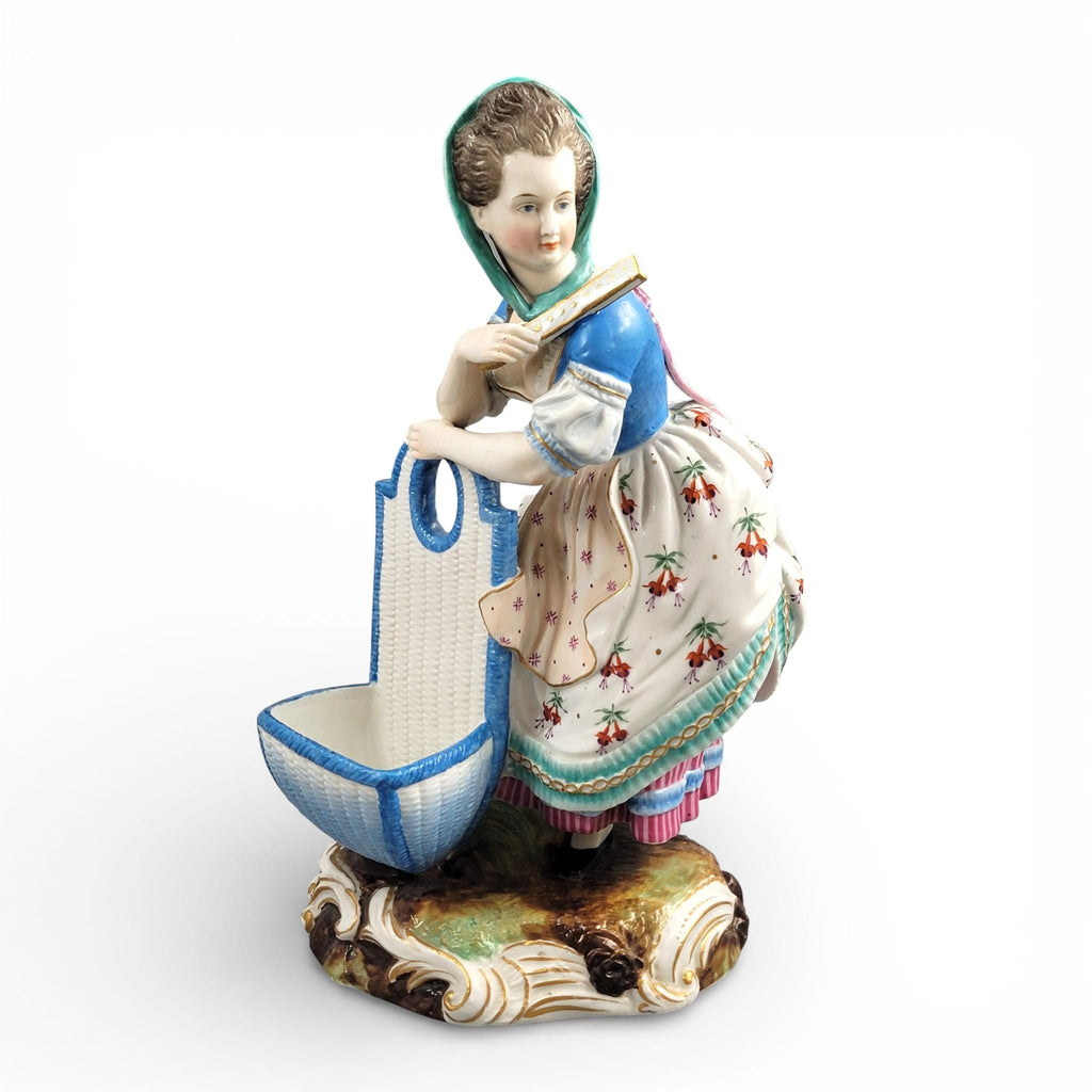 Large Limbach Porcelain Woman with Basket, Thuringia, c.1825