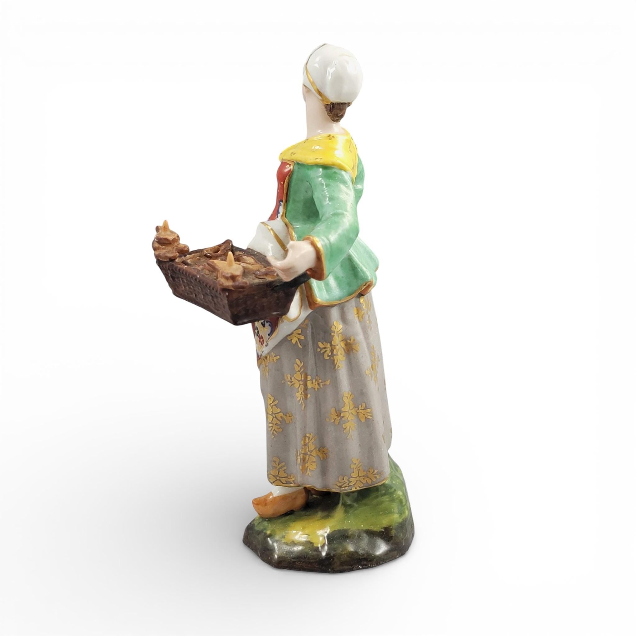 Derby Porcelain Bun Seller Figure, English Street Vendor, c.1800