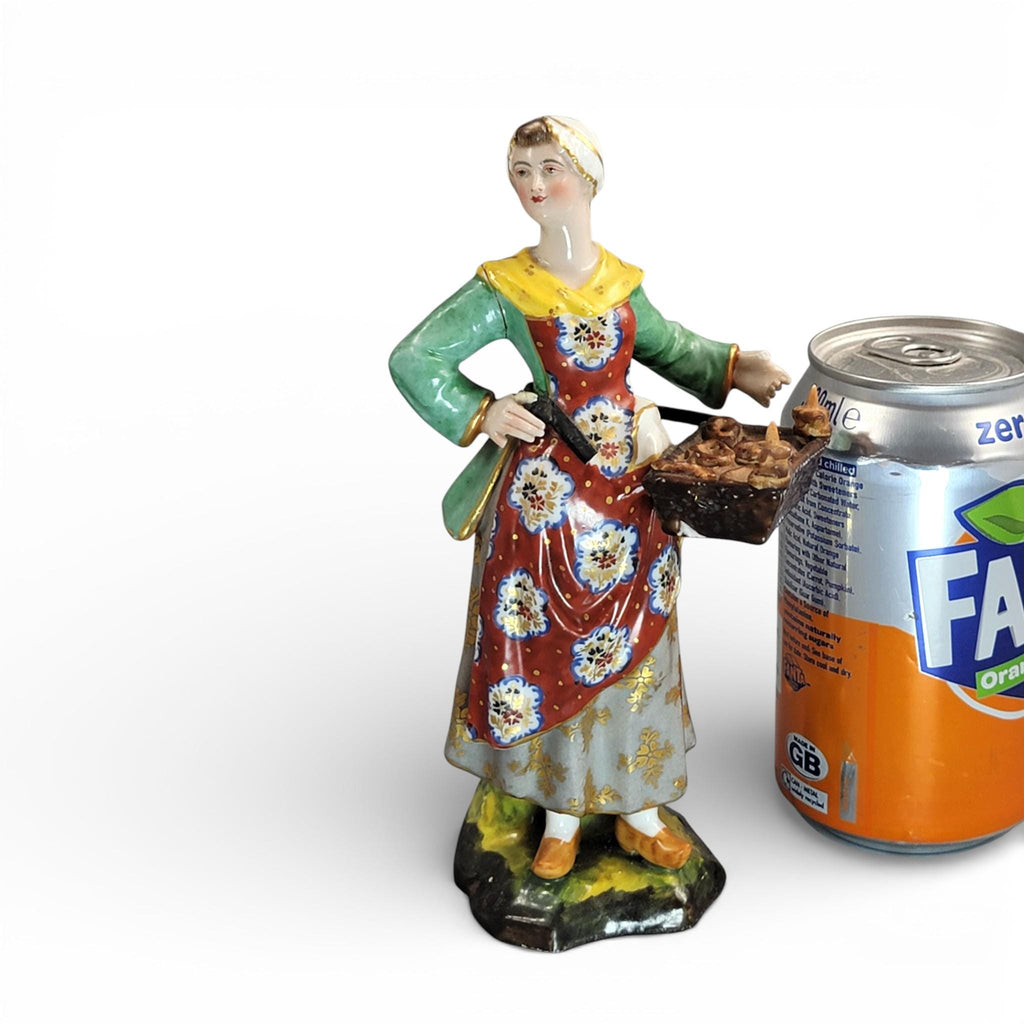 Derby Porcelain Bun Seller Figure, English Street Vendor, c.1800