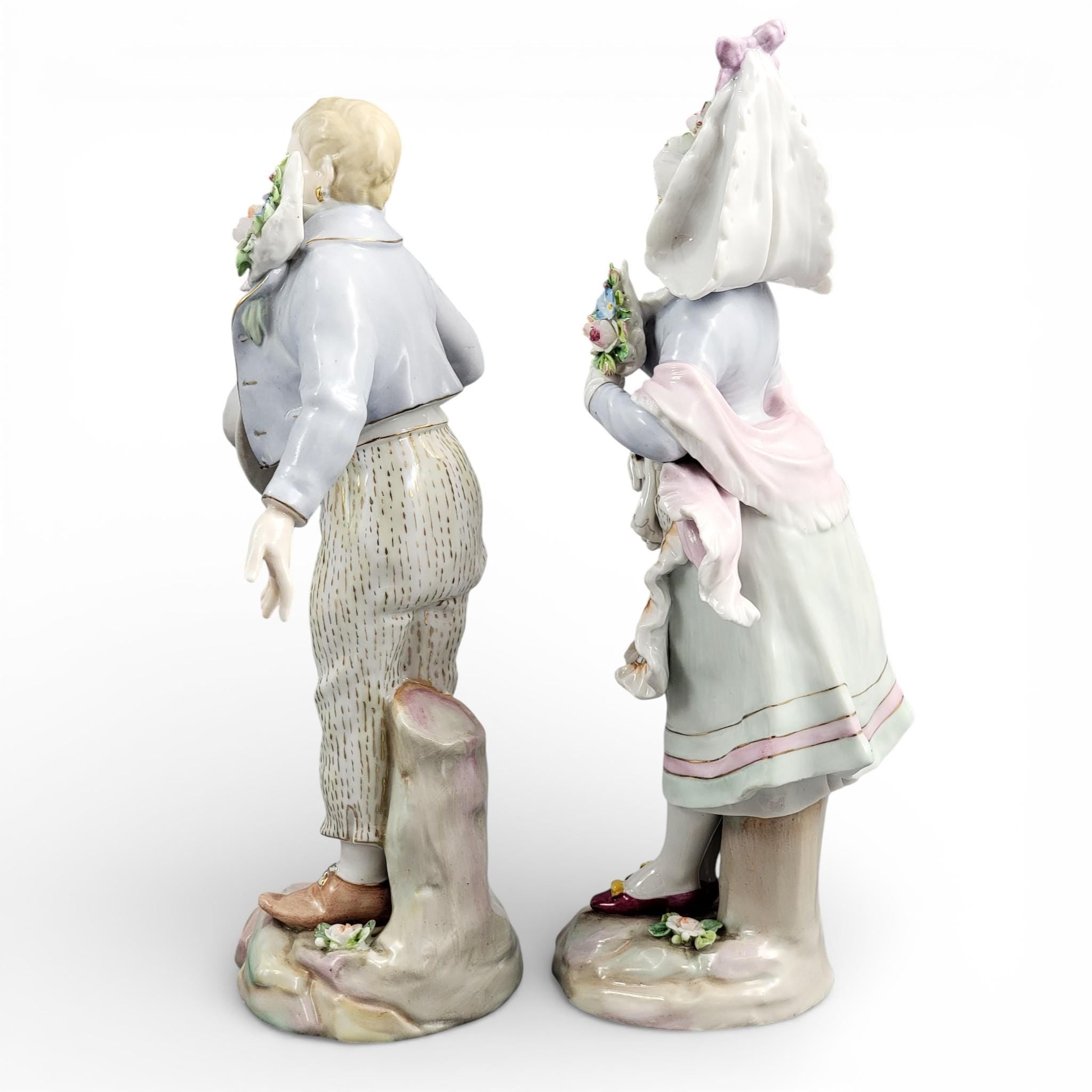 Volkstedt German Porcelain Figure Pair, Galant Scene, Late 19th Century