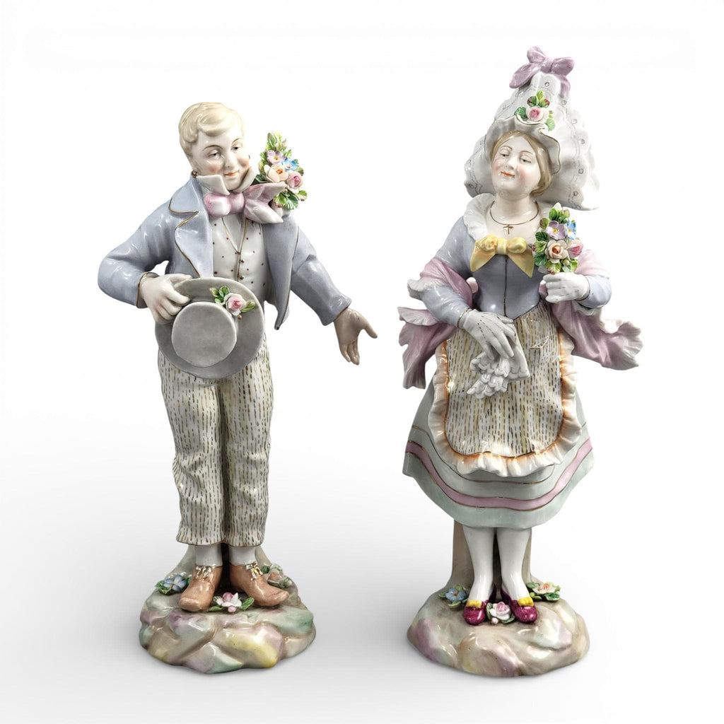 Volkstedt German Porcelain Figure Pair, Galant Scene, Late 19th Century
