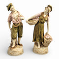 Royal Dux Porcelain Fisherman and Fisherwoman Figures, Bohemia, c. 1918
