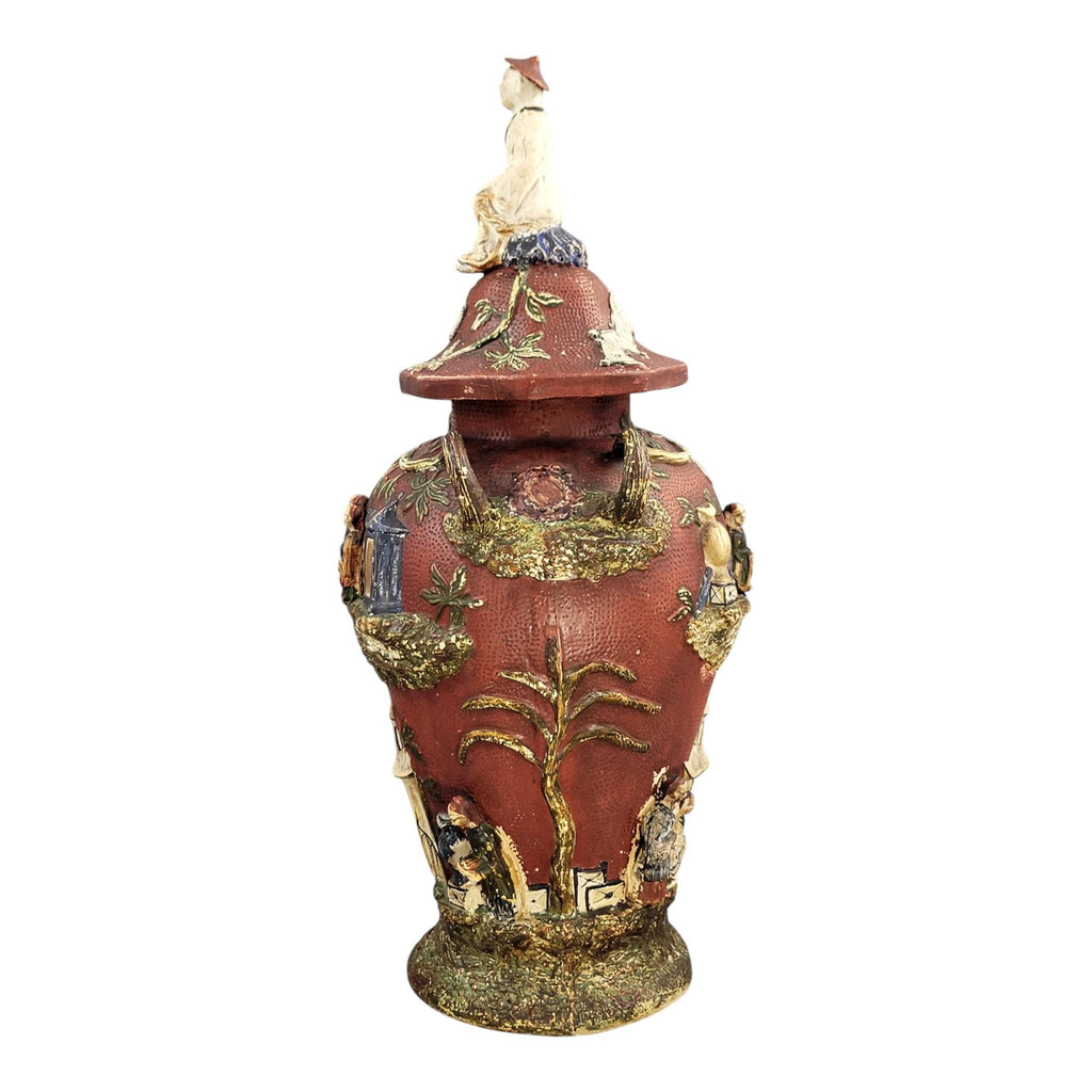 Rare Continental Maiolica Chinoiserie Vase with Cover, c. 1860–1880