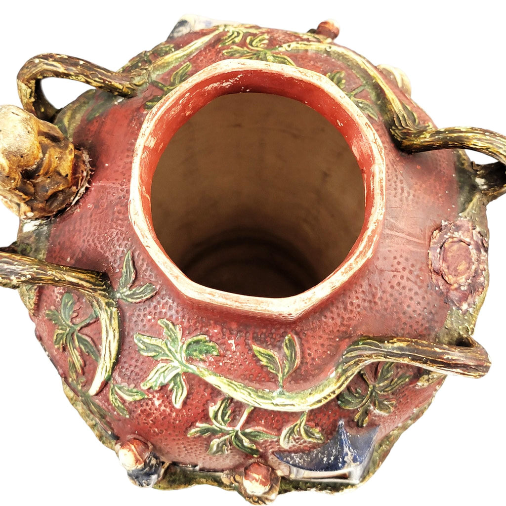 Rare Continental Maiolica Chinoiserie Vase with Cover, c. 1860–1880