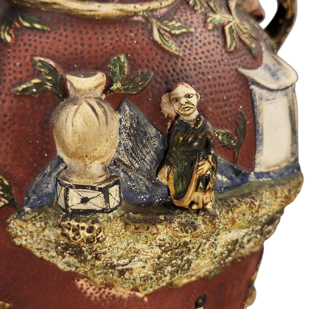 Rare Continental Maiolica Chinoiserie Vase with Cover, c. 1860–1880
