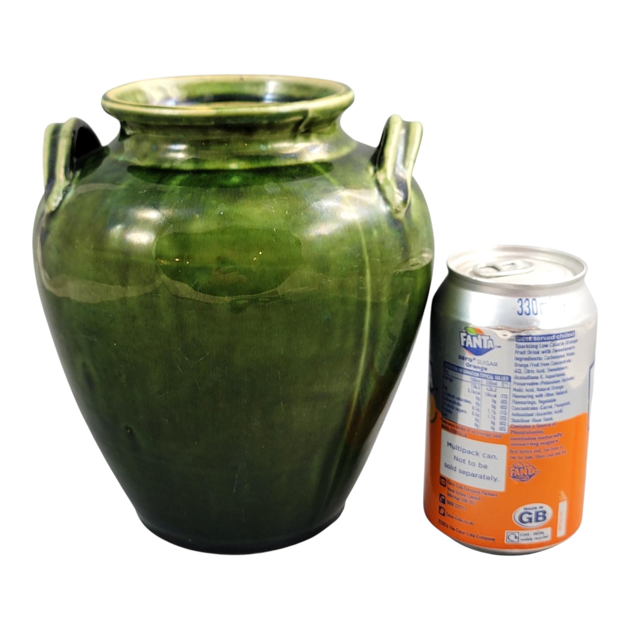 French Green Glazed Handmade Confit Jar, Southern France Terracotta Pot, c. 1870–1890