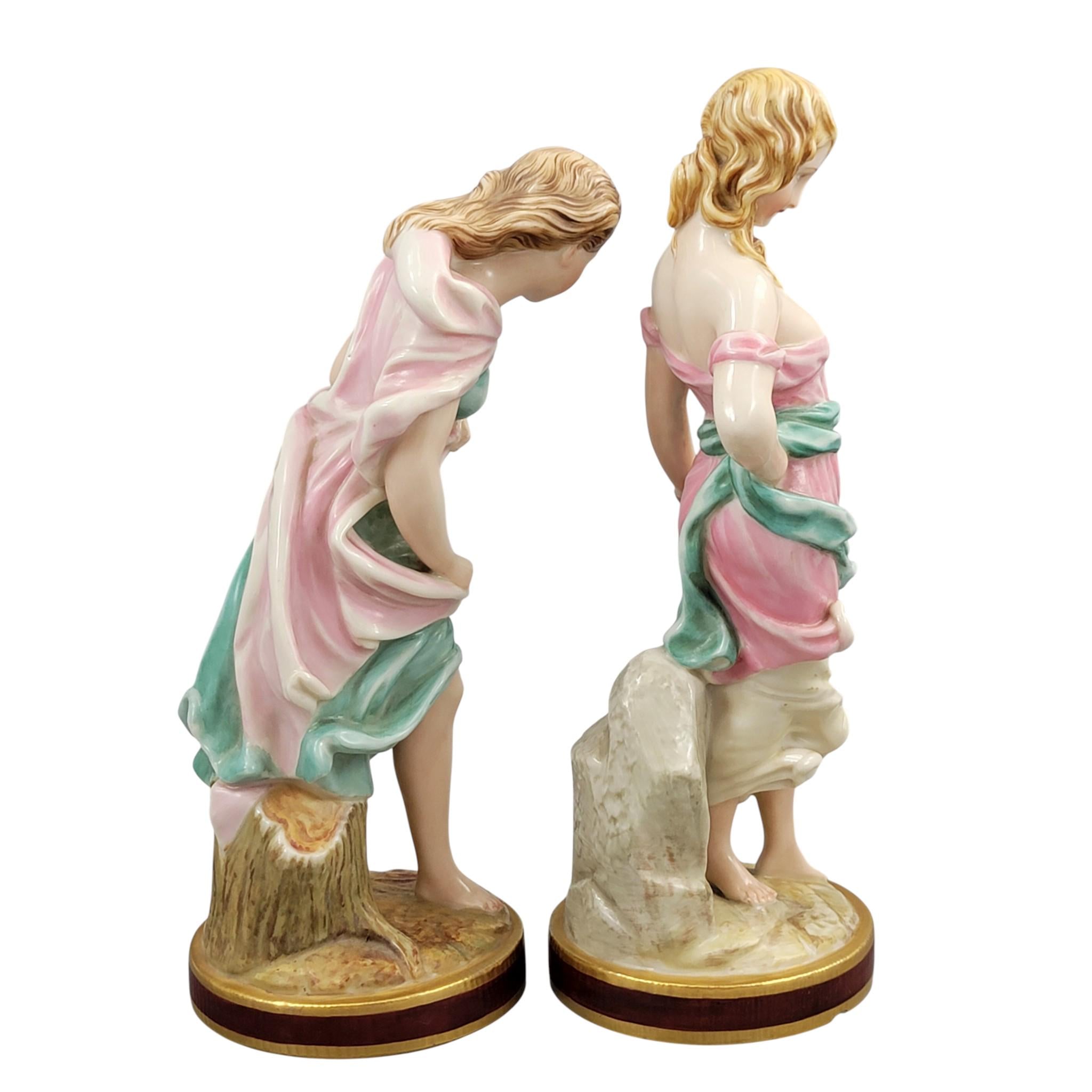 Rare Royal Worcester Porcelain Figures by James Hadley, Victorian Wind Maidens c. 1865–1878