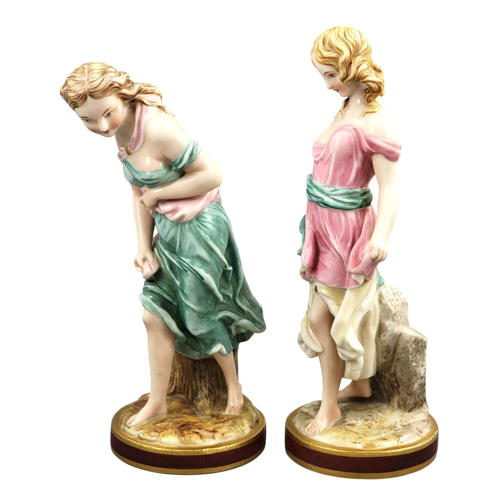 Rare Royal Worcester Porcelain Figures by James Hadley, Victorian Wind Maidens c. 1865–1878