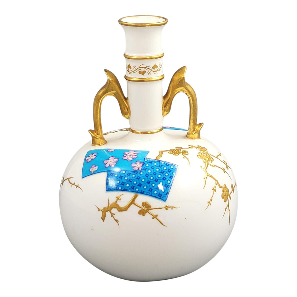 Minton Japanese-Inspired Gilt Porcelain Vase by Christopher Dresser, c. 1890