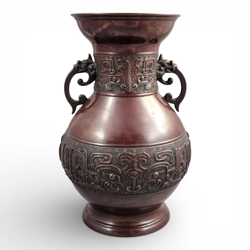 Japanese Archaistic Bronze Hu Vase, Takaoka Circle, Meiji–Taishō Period