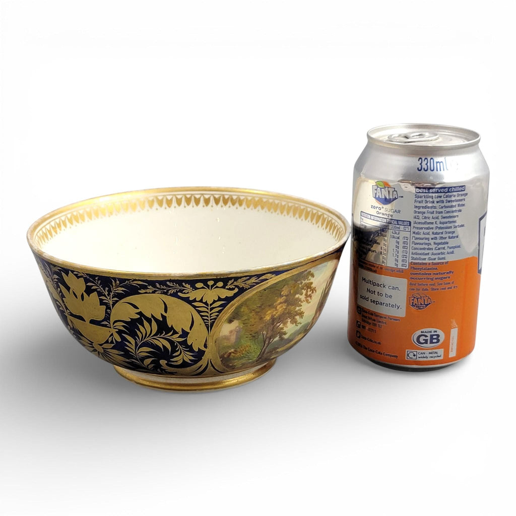 Derby Porcelain Cabinet Bowl with Titled Landscapes, Late Georgian, c.1795–1810