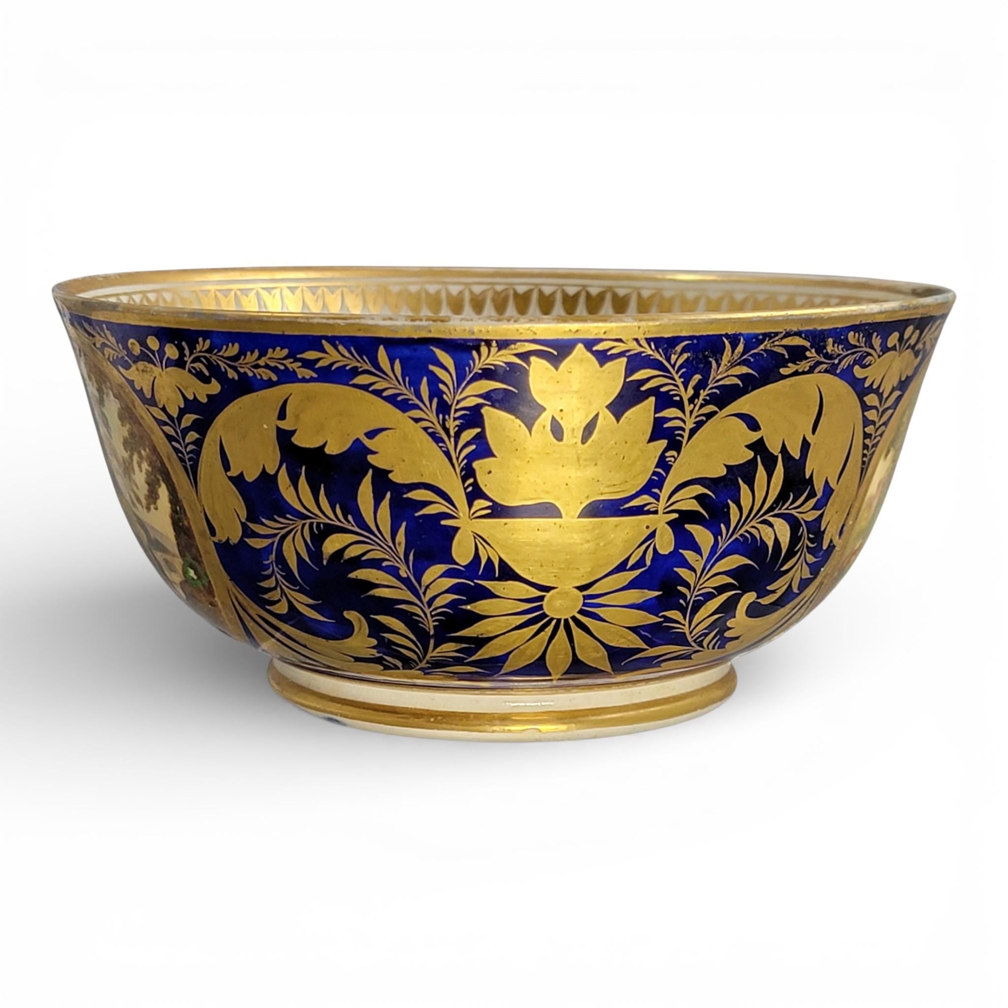 Derby Porcelain Cabinet Bowl with Titled Landscapes, Late Georgian, c.1795–1810