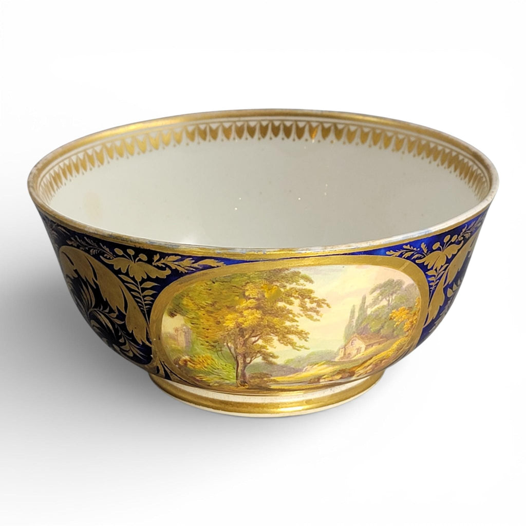 Derby Porcelain Cabinet Bowl with Titled Landscapes, Late Georgian, c.1795–1810