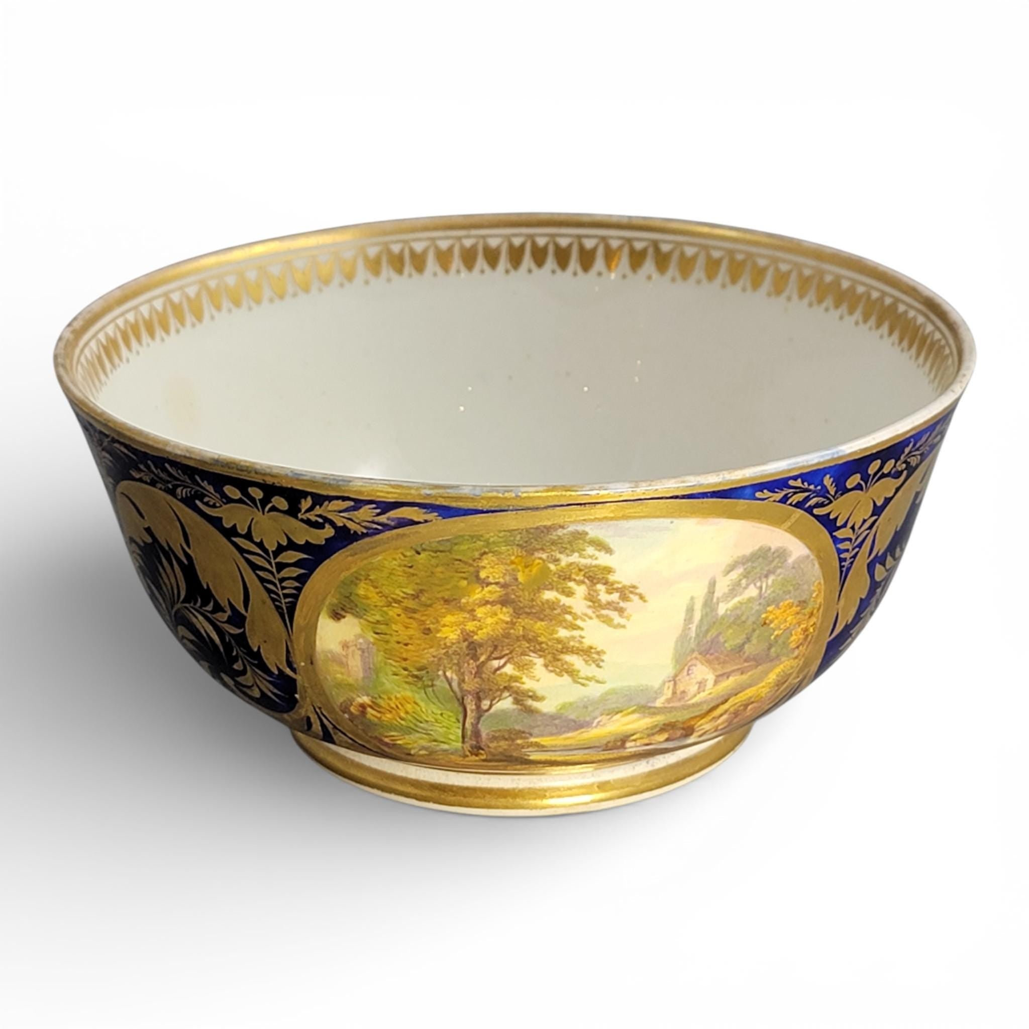 Derby Porcelain Cabinet Bowl with Titled Landscapes, Late Georgian, c.1795–1810