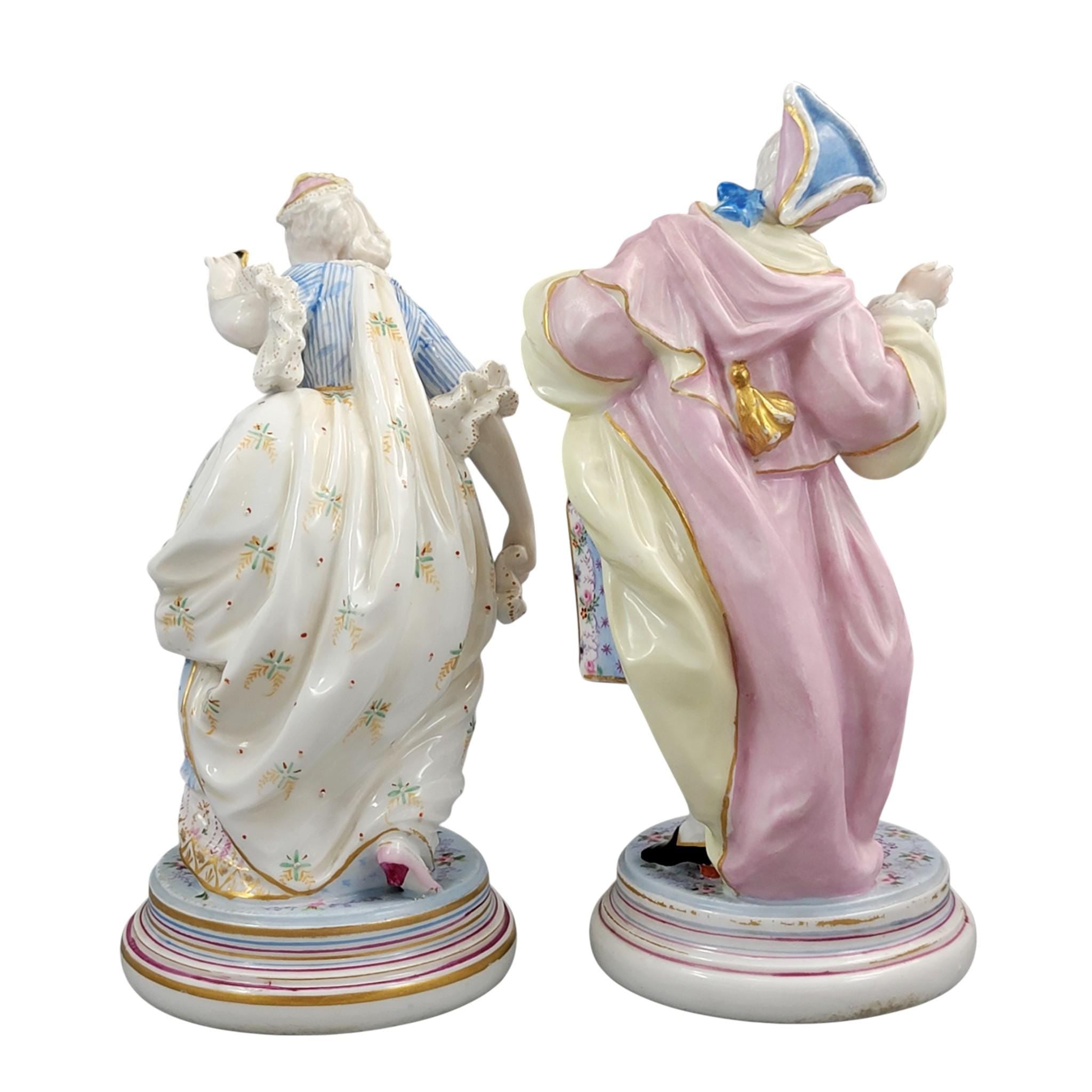 French Paris Porcelain Masquerade Figures, Gallant and Lady, Style of Vion & Baury, c. 1860