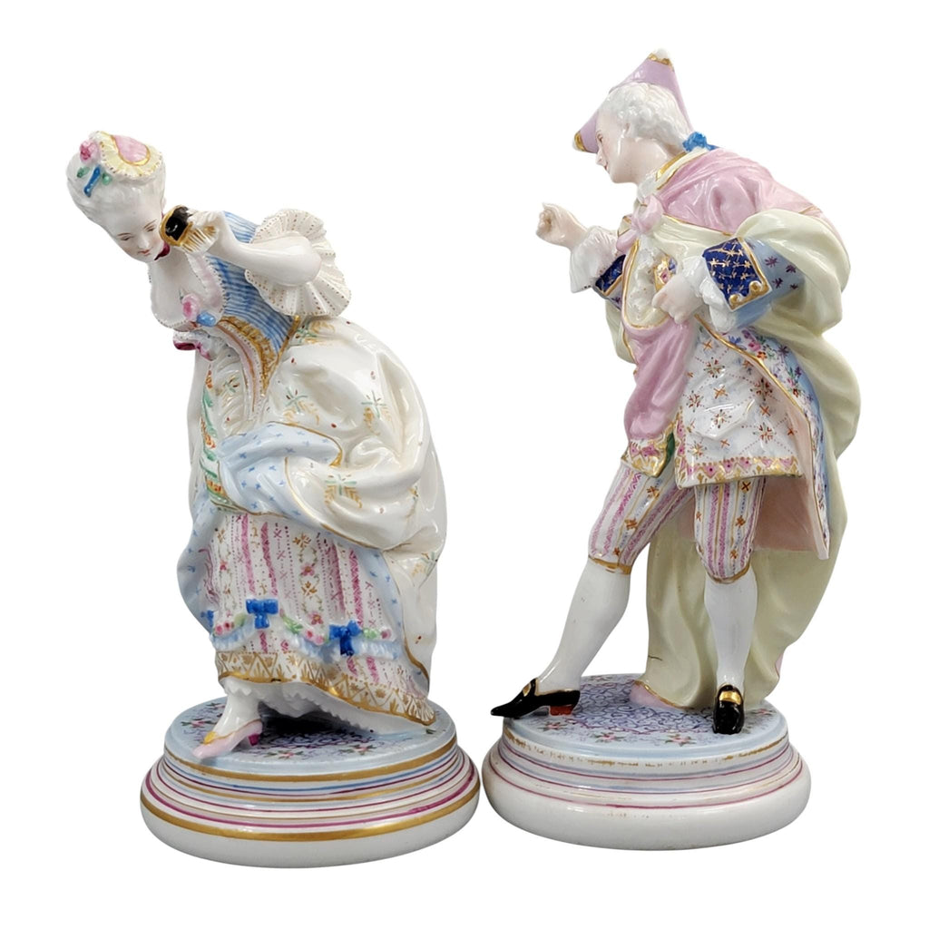 French Paris Porcelain Masquerade Figures, Gallant and Lady, Style of Vion & Baury, c. 1860