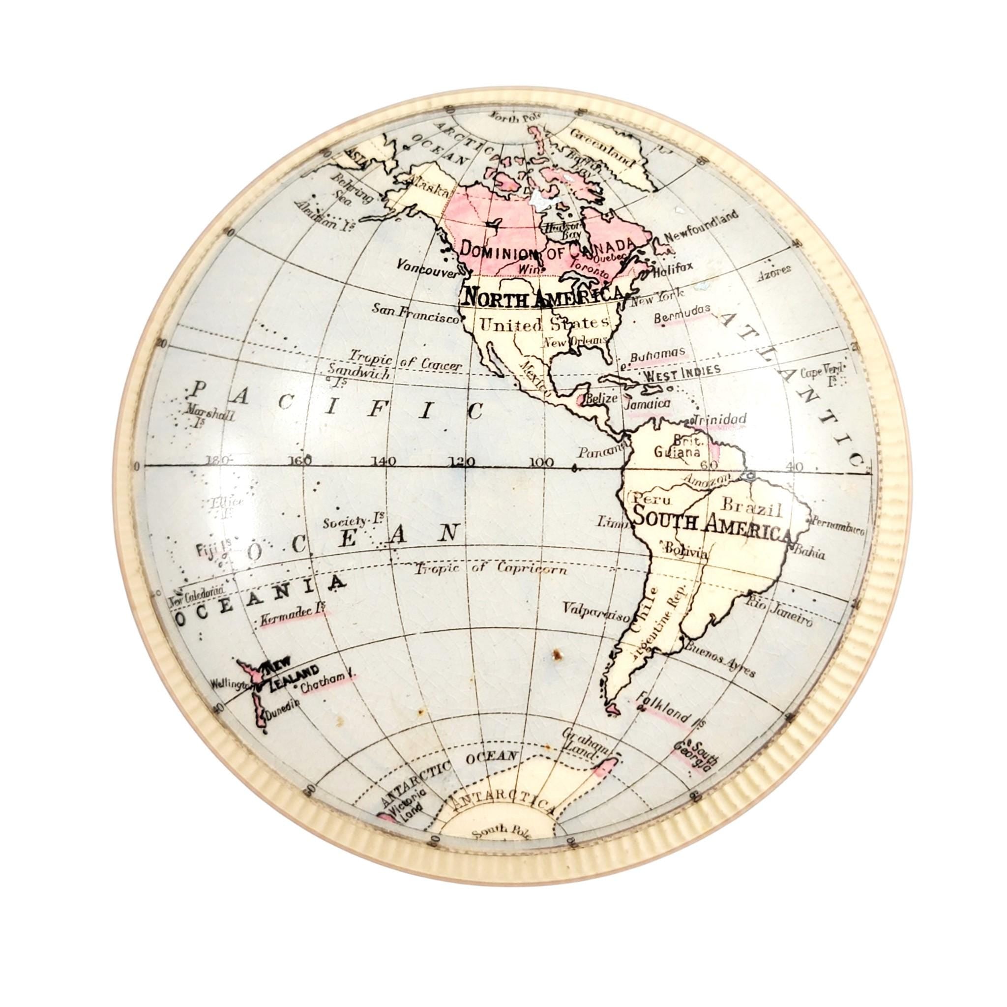 Victorian Macintyre Western Hemisphere Map Paperweight, Bartholomew, 1889