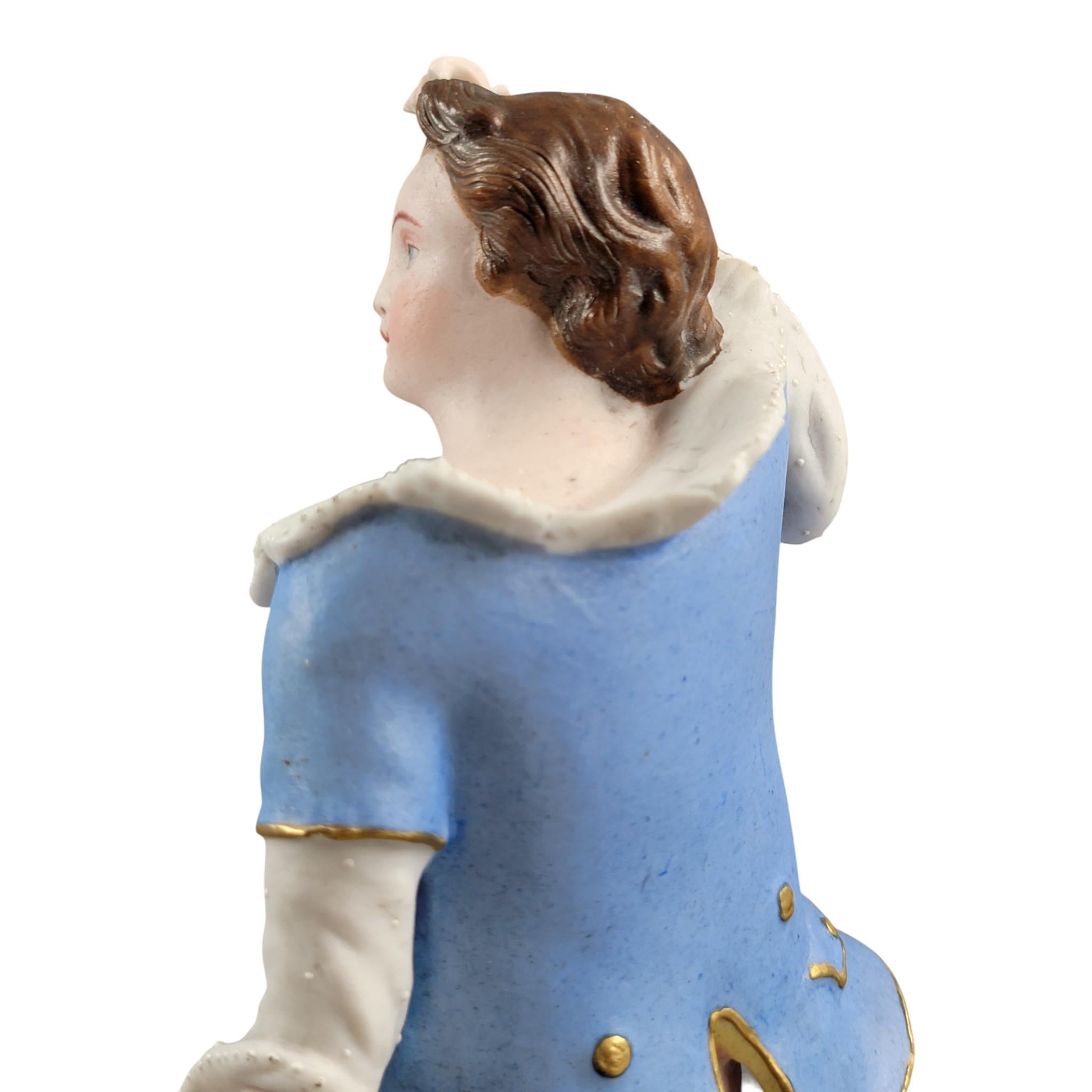 Letu & Mauger French Porcelain Figure Pair, Bisque-Like Finish, Paris c.1860
