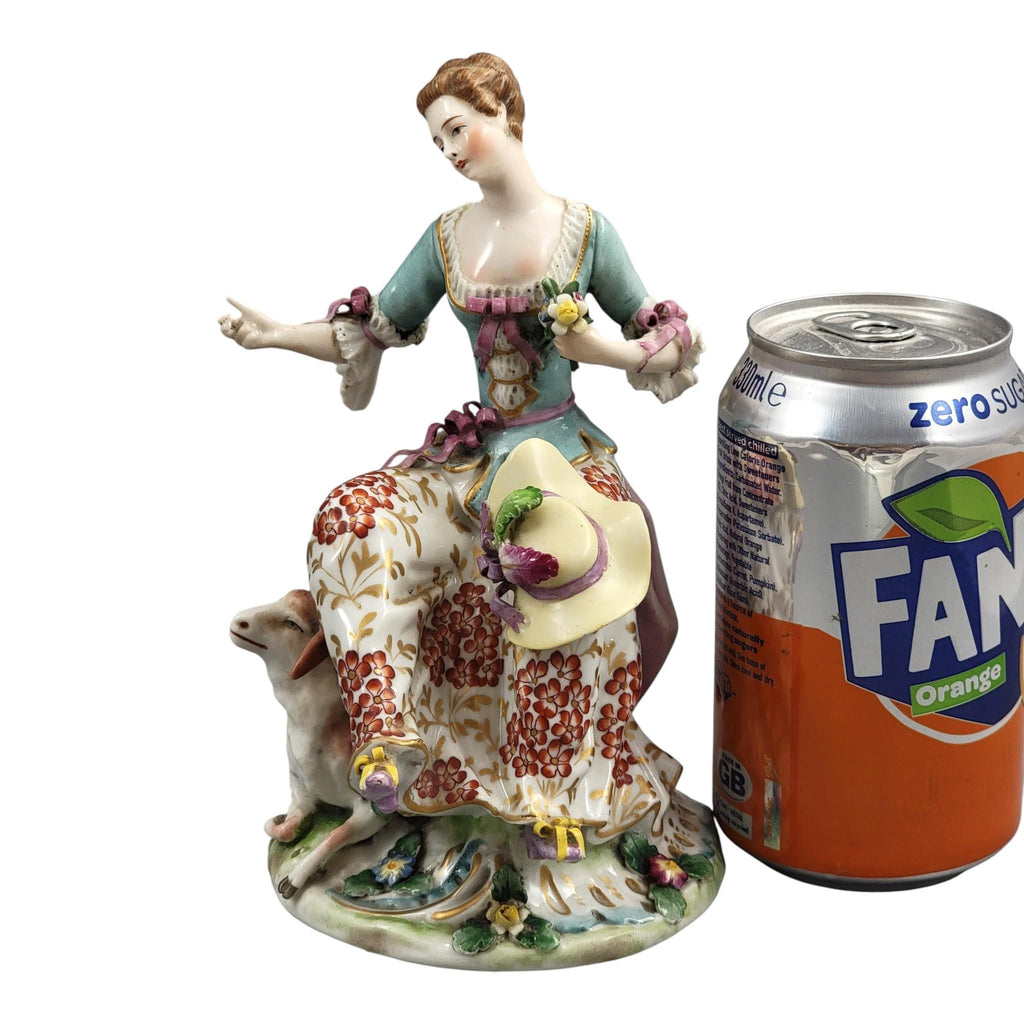 Rare Samson Chelsea Style Porcelain Shepherdess with Sheep, c.1870