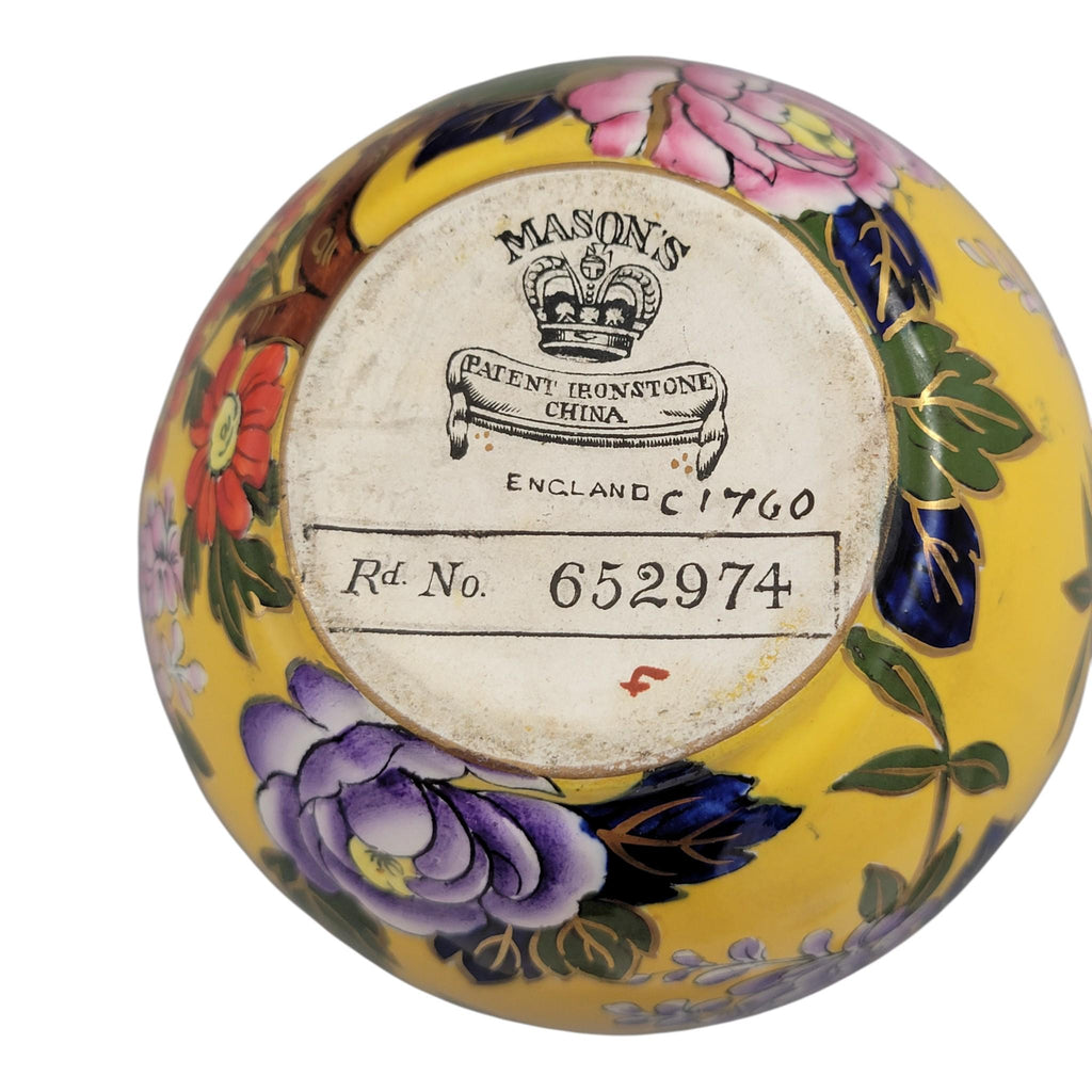 Mason’s Patent Ironstone Pair of Posy Vases with Exotic Bird, c.1915