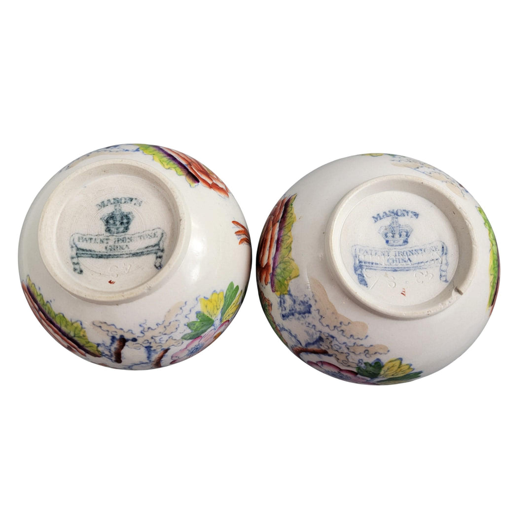 Mason’s Ironstone Posy Vases, Bird and Peony Pattern, c.1900