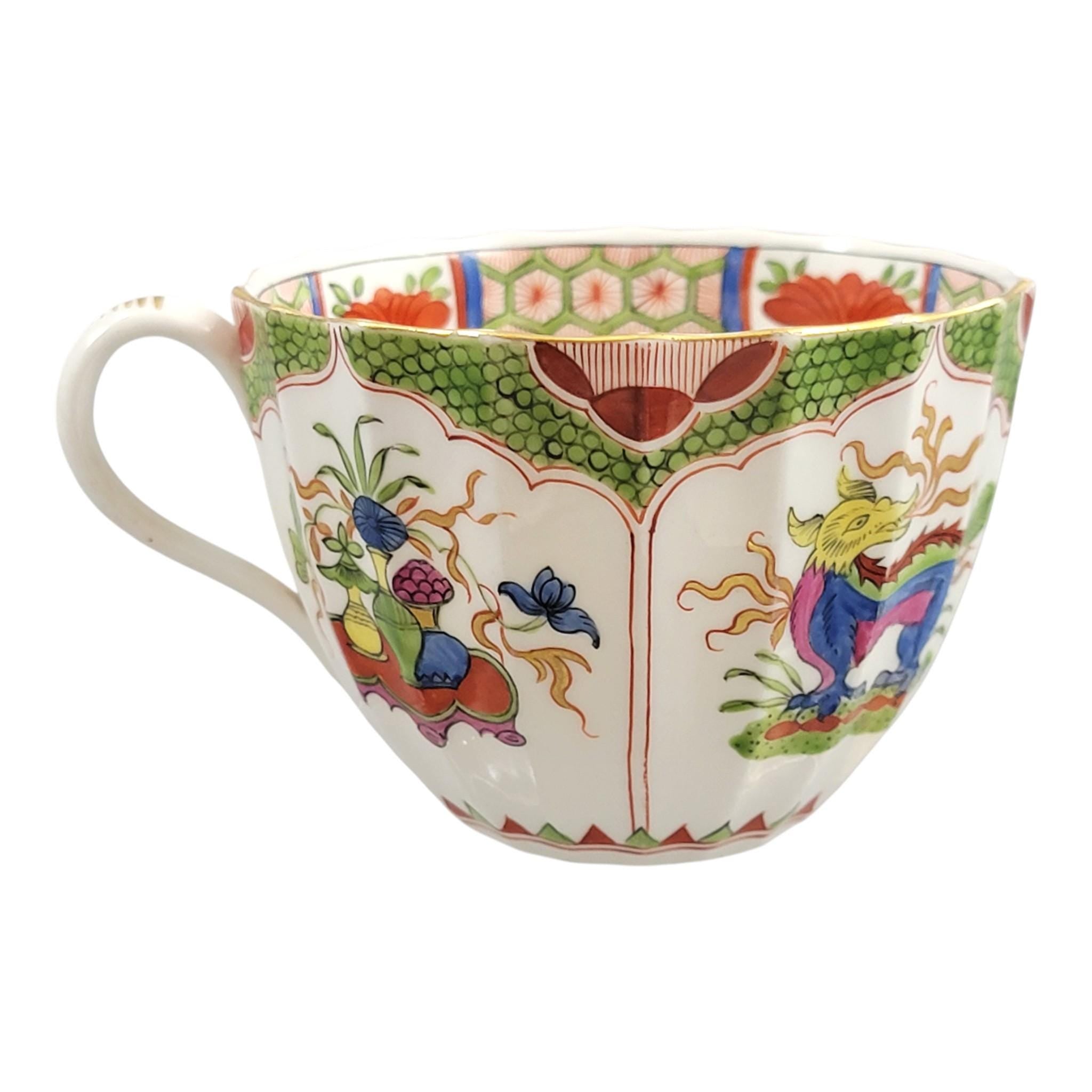 Worcester Dragon in Compartments Cup and Saucer, Flight Barr & Barr Period, c.1815