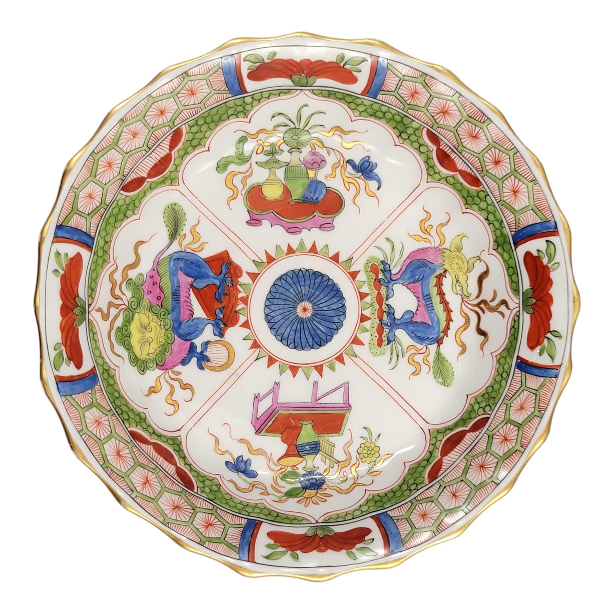 Worcester Dragon in Compartments Cup and Saucer, Flight Barr & Barr Period, c.1815